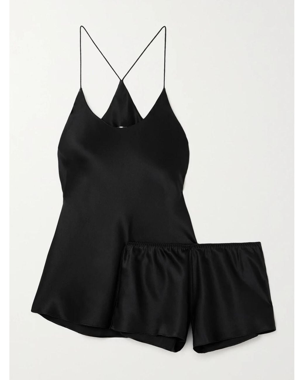 Olivia Von Halle Black Bella Silk-Satin Pajama Set