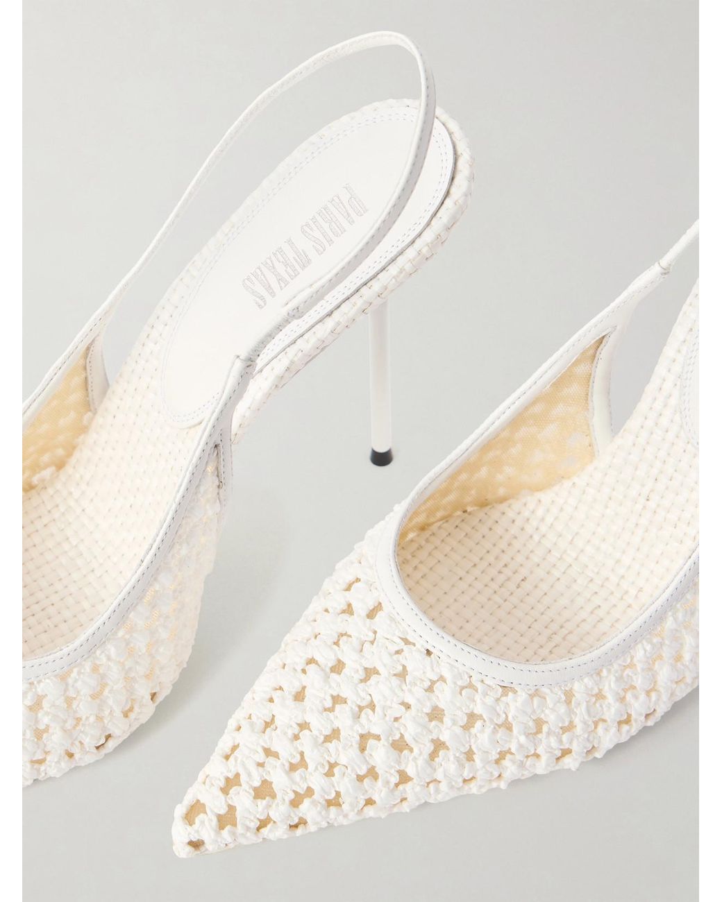 Paris Texas Natural Lidia 105 Leather-Trimmed Straw Slingback Pumps