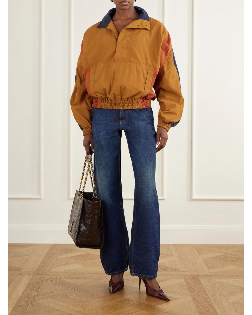 Saint Laurent Blue High-Rise Wide-Leg Jeans