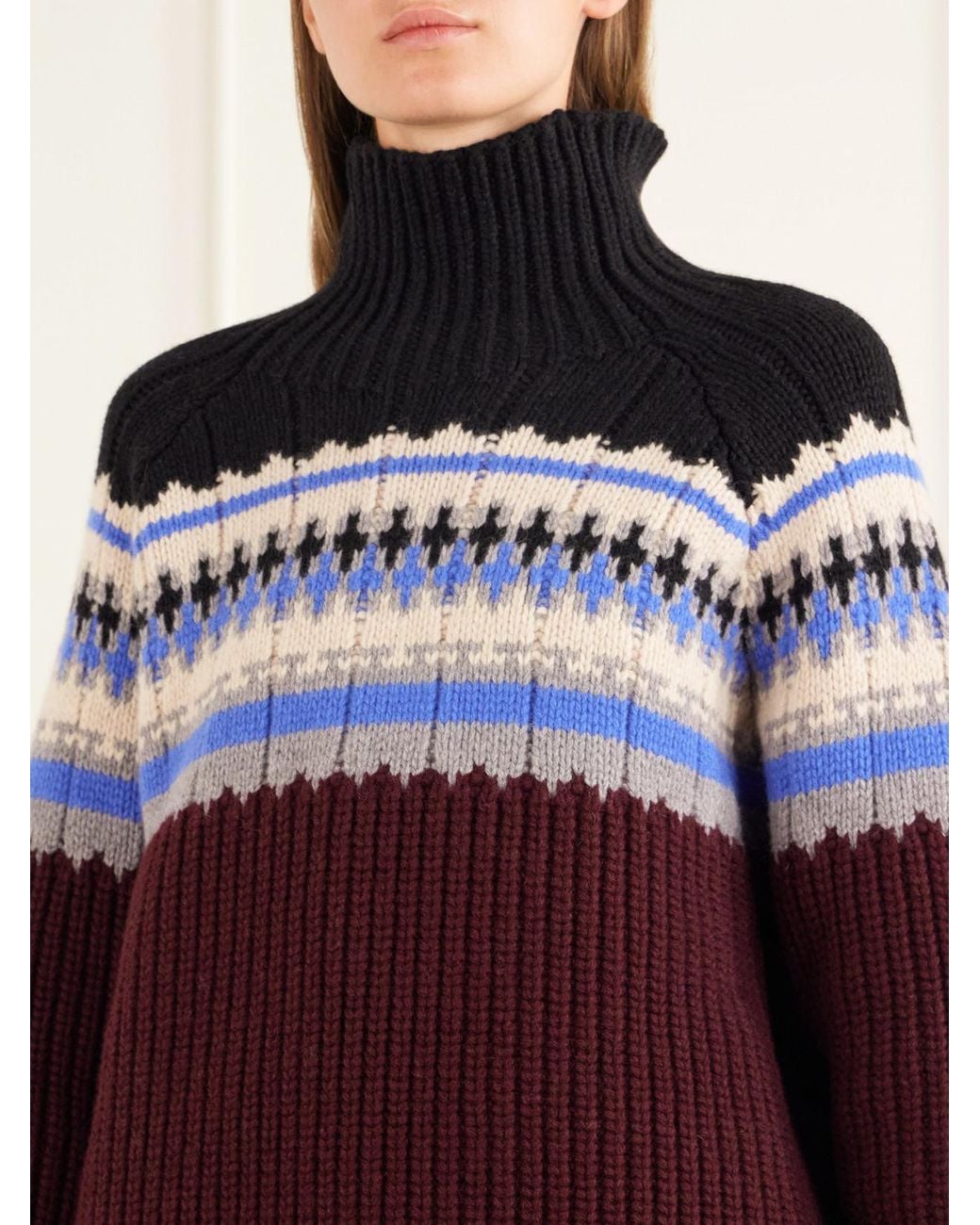 Dries Van Noten Red Fair Isle Wool And Cashmere-Blend Turtleneck Sweater