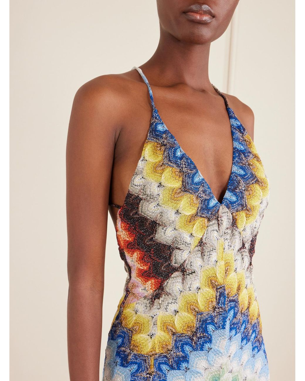Missoni White Striped Metallic Crochet-Knit Maxi Dress