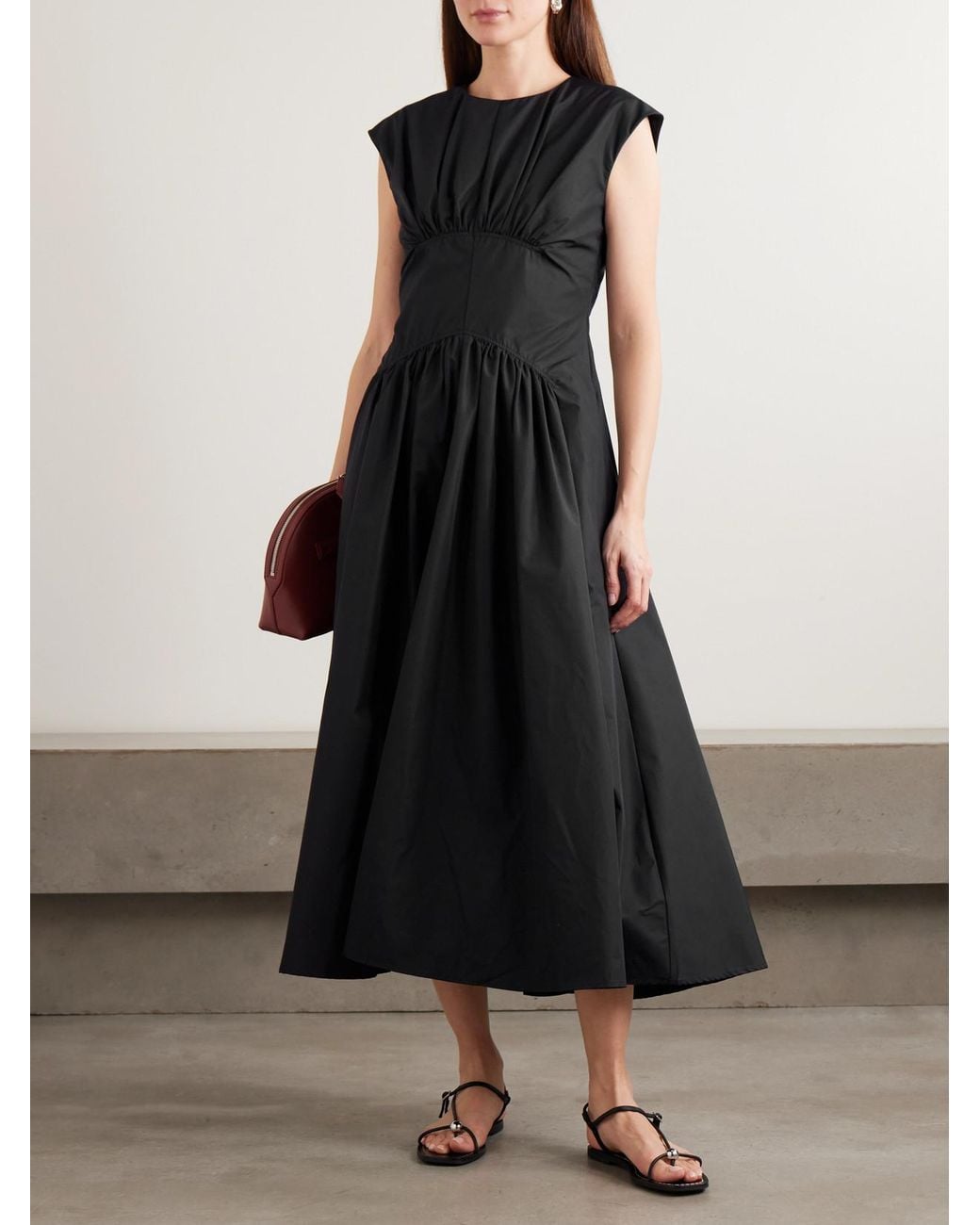 knee length dresses for ladies Elizabeth Dress in Parachute Cotton Black