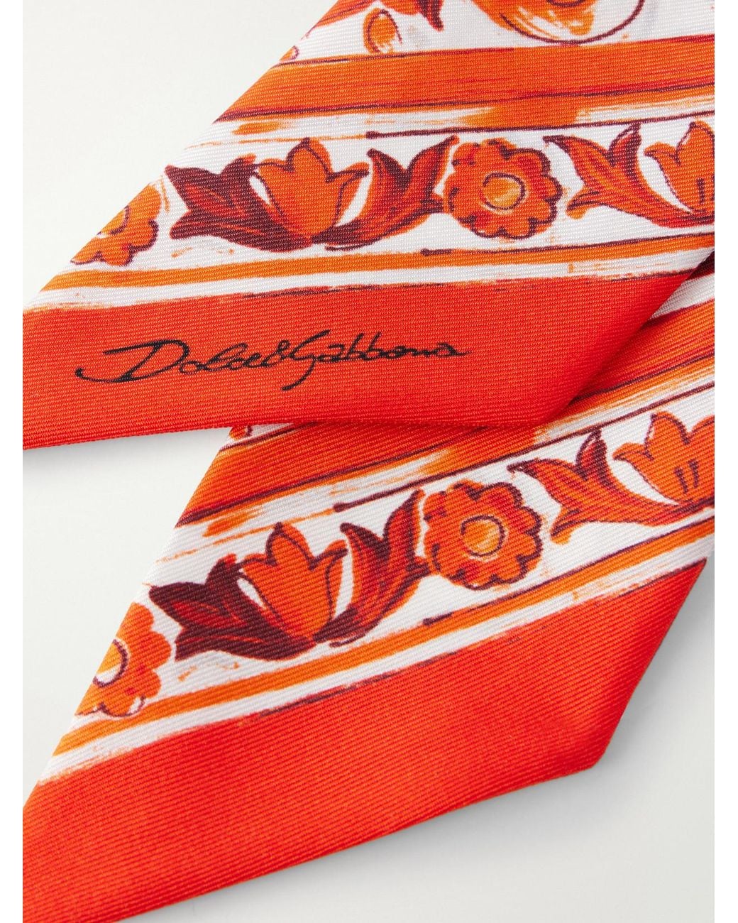 Dolce & Gabbana Red Floral-Print Silk-Twill Scarf