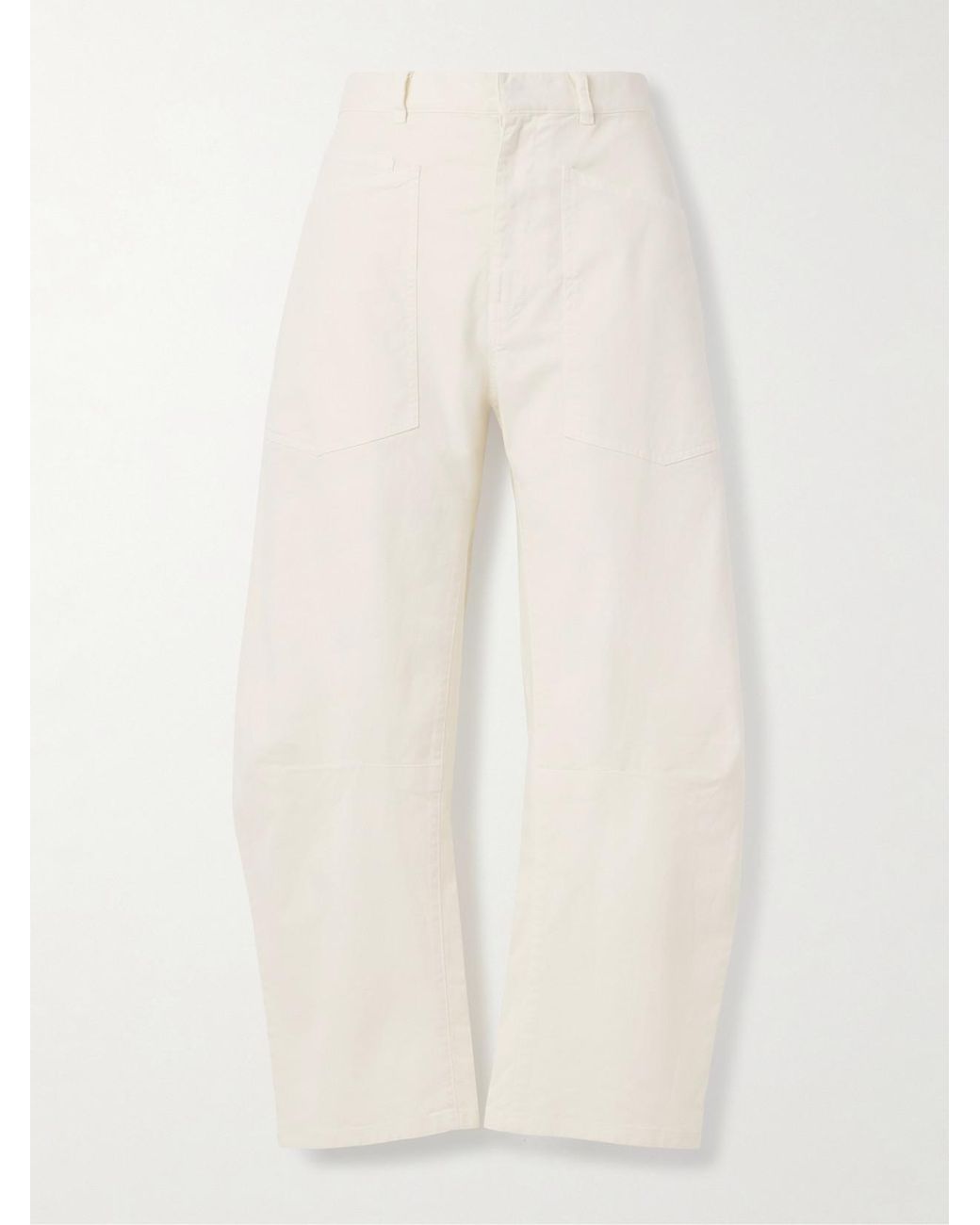 Nili Lotan Natural Shon Cotton-Blend Twill Barrel-Leg Pants