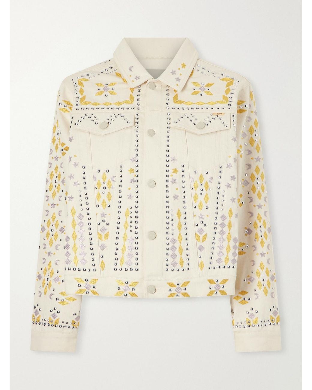 Mother Natural The Bruiser Appliquéd Studded Denim Jacket