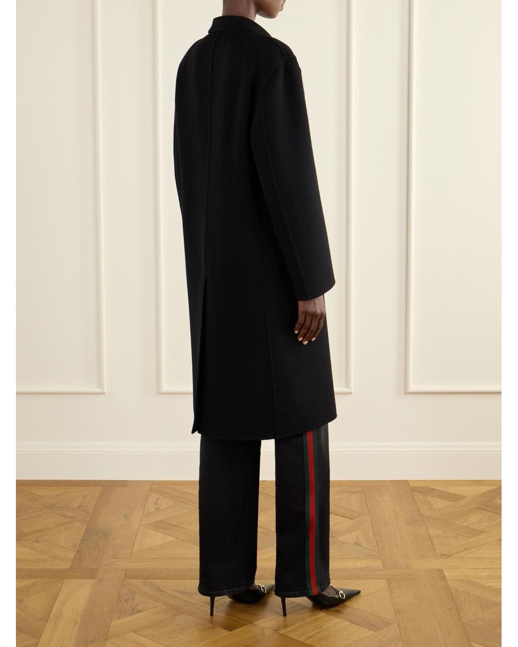Gucci Black Double-Breasted Wool-Blend Coat