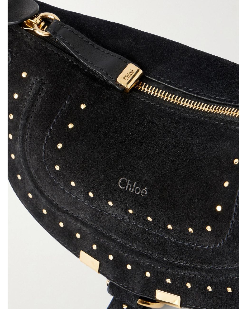 Chloé Black Marcie Mini Studded Suede Tote
