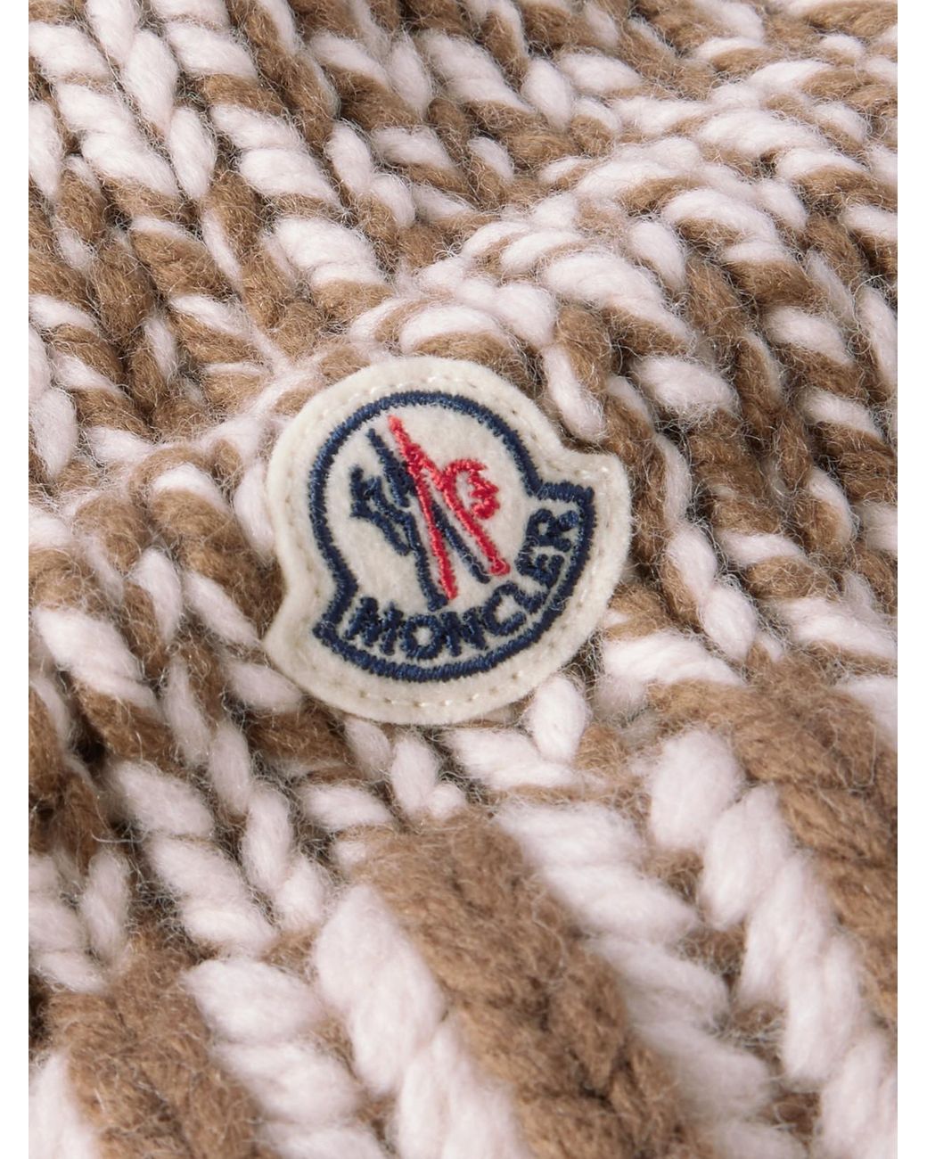 Moncler Natural Ribbed Wool-Blend Beanie