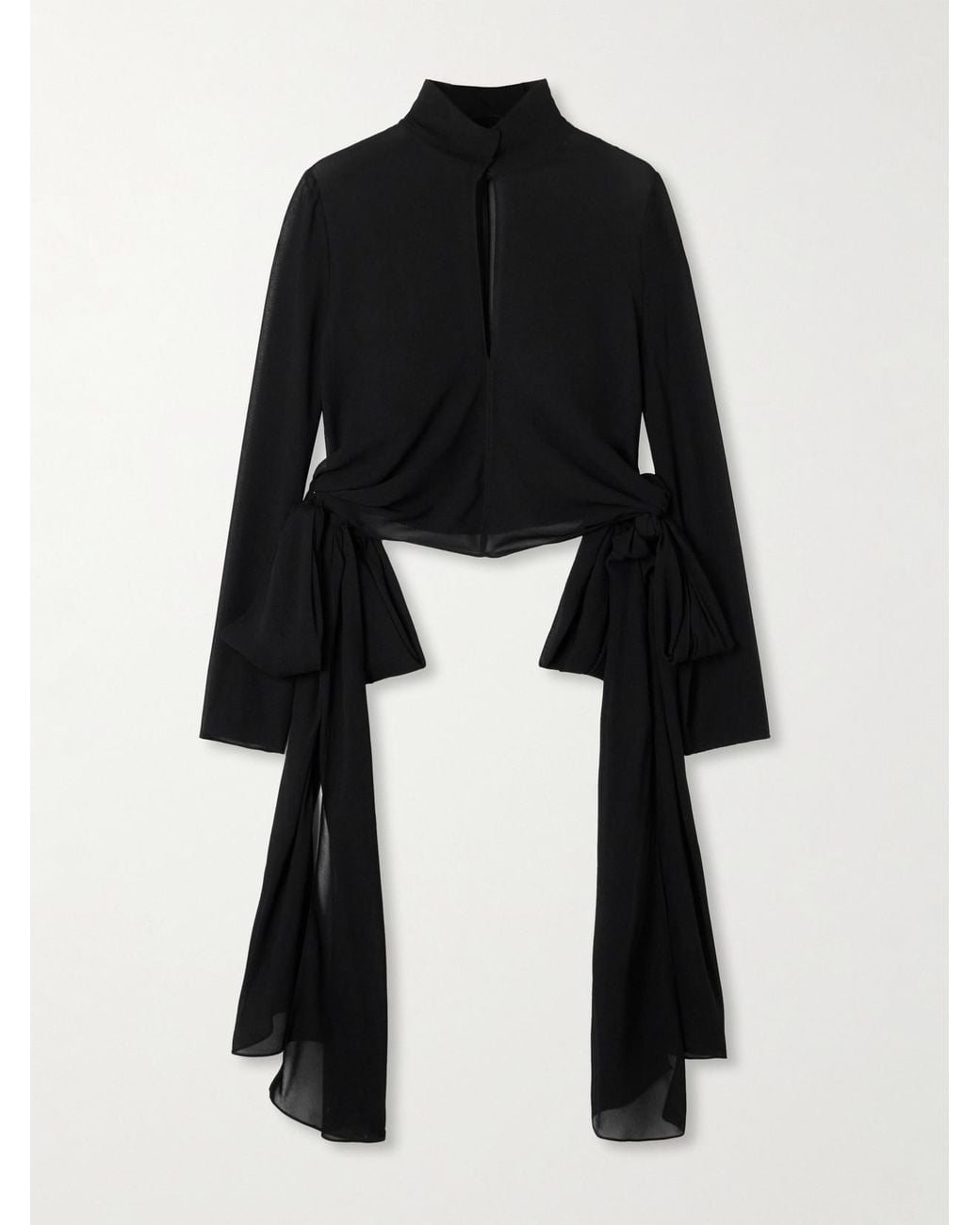 Alaïa Black Knotted Crepe De Chine Blouse