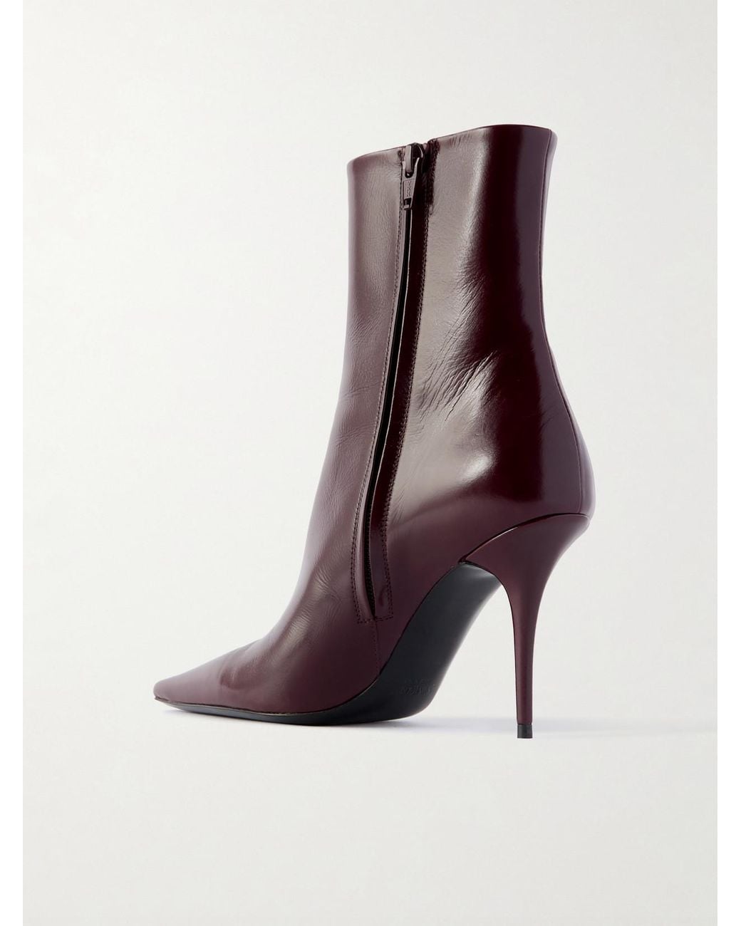 Saint Laurent Brown Ashley Polished-Leather Ankle Boots
