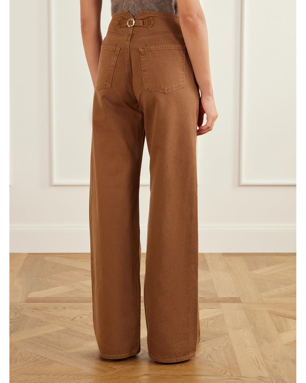 Ulla Johnson Brown The Jasmine Belted Low-Rise Wide-Leg Jeans