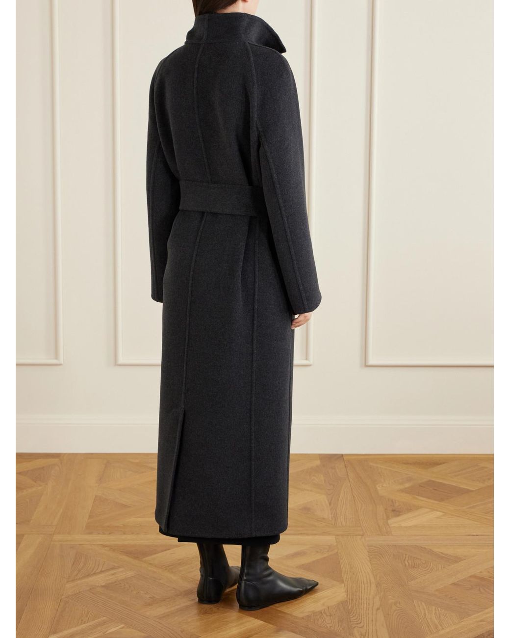 Khaite Black Romare Belted Wool Long Coat