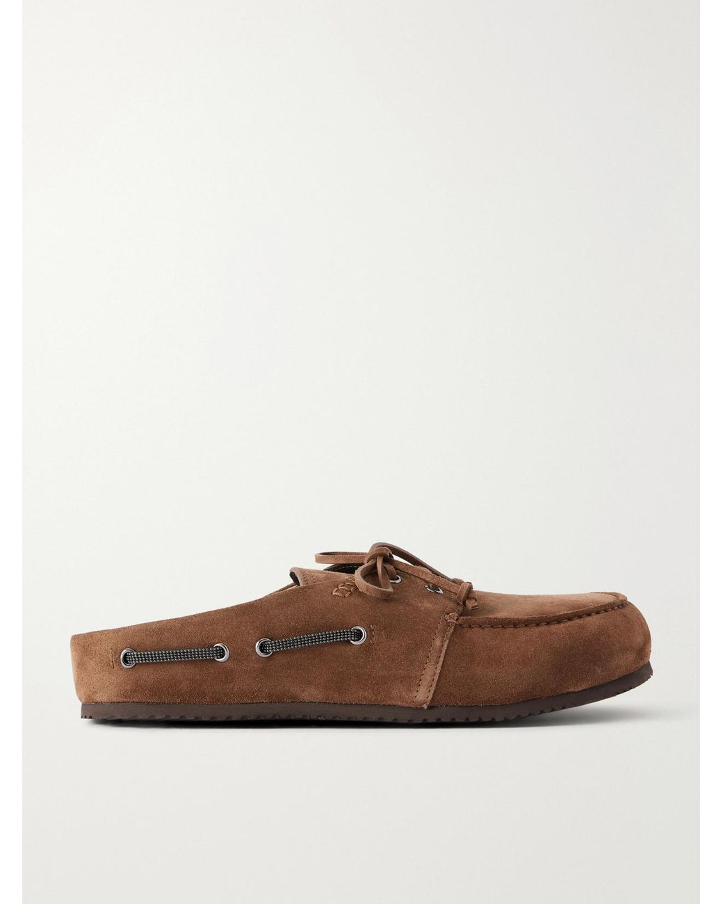Brunello Cucinelli Brown Suede Slip-On Moccasins