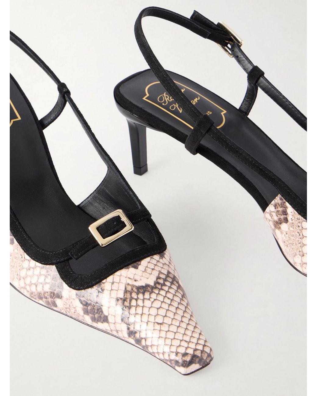 Roger Vivier Natural Snake-Effect 55 Leather Slingback Pumps