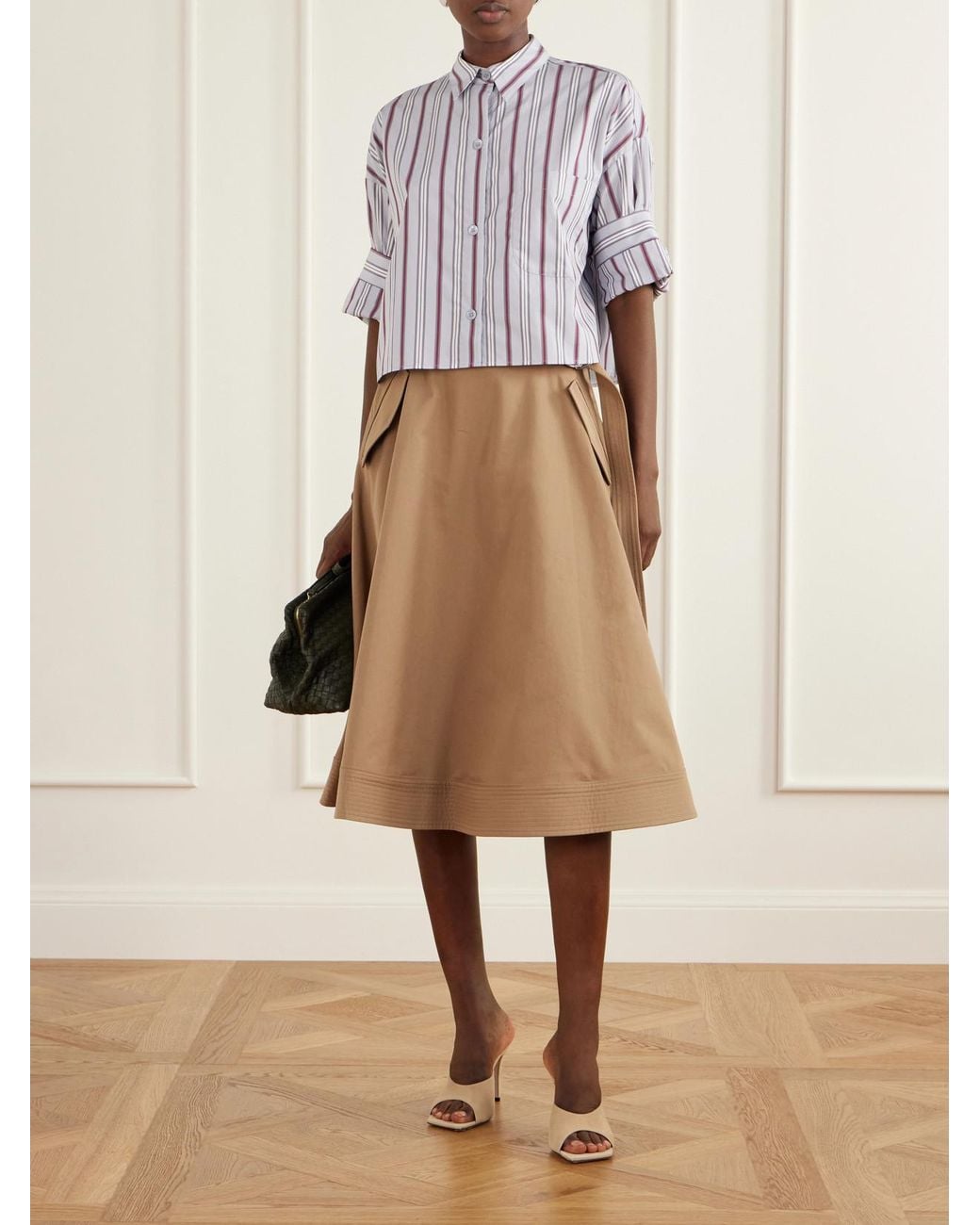 Twp Natural Pure Intentions Belted Cotton-Drill Midi Skirt