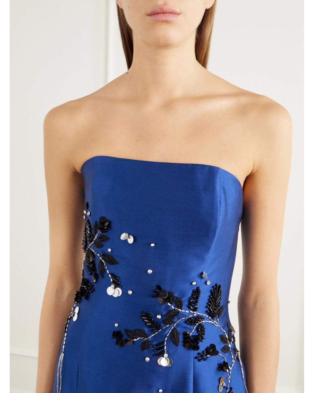 Jonathan Simkhai Blue Zirell Sequin-Embellished Mikado Gown