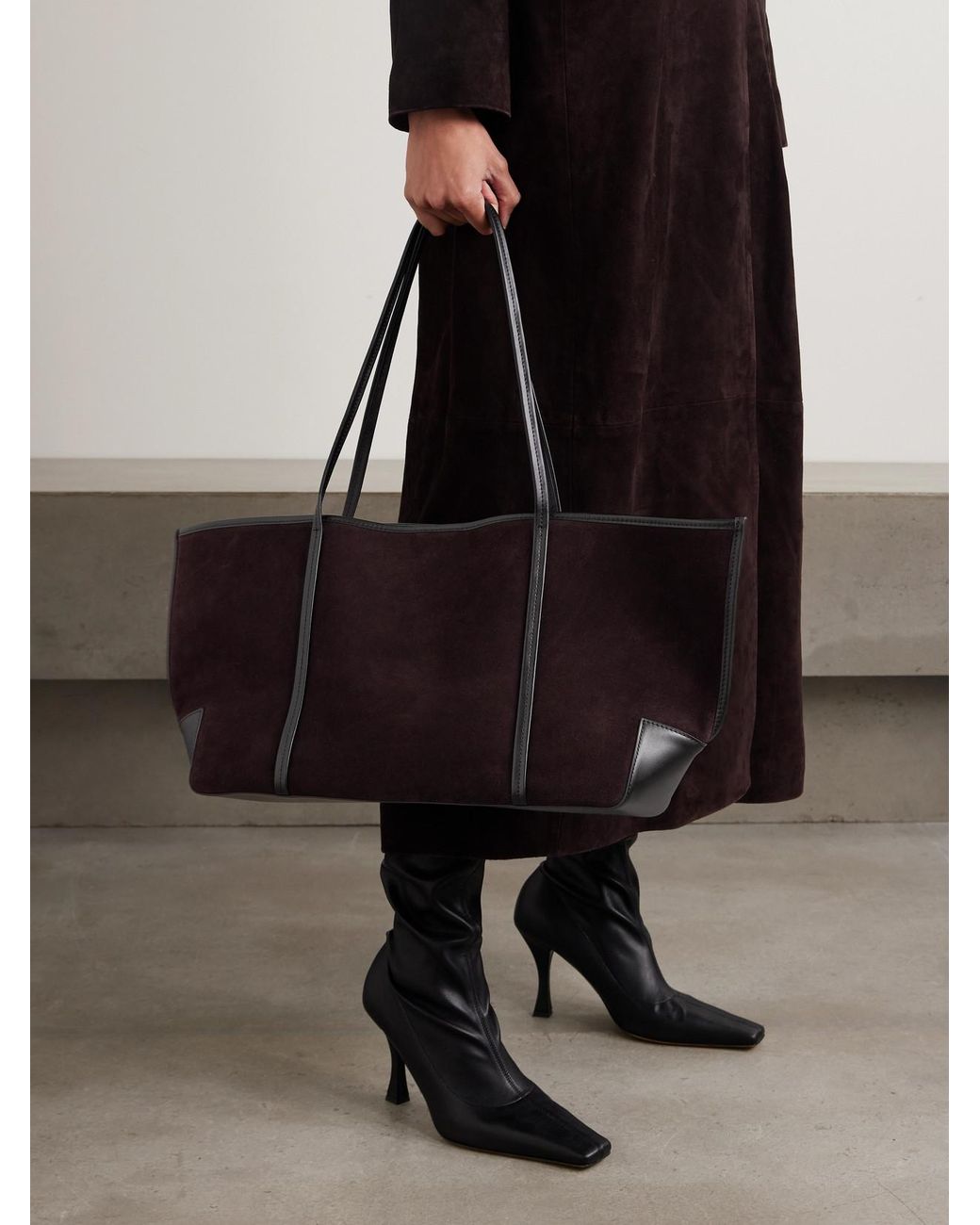 St. Agni White Bateau Tote Aus Veloursleder Mit Lederbesätzen