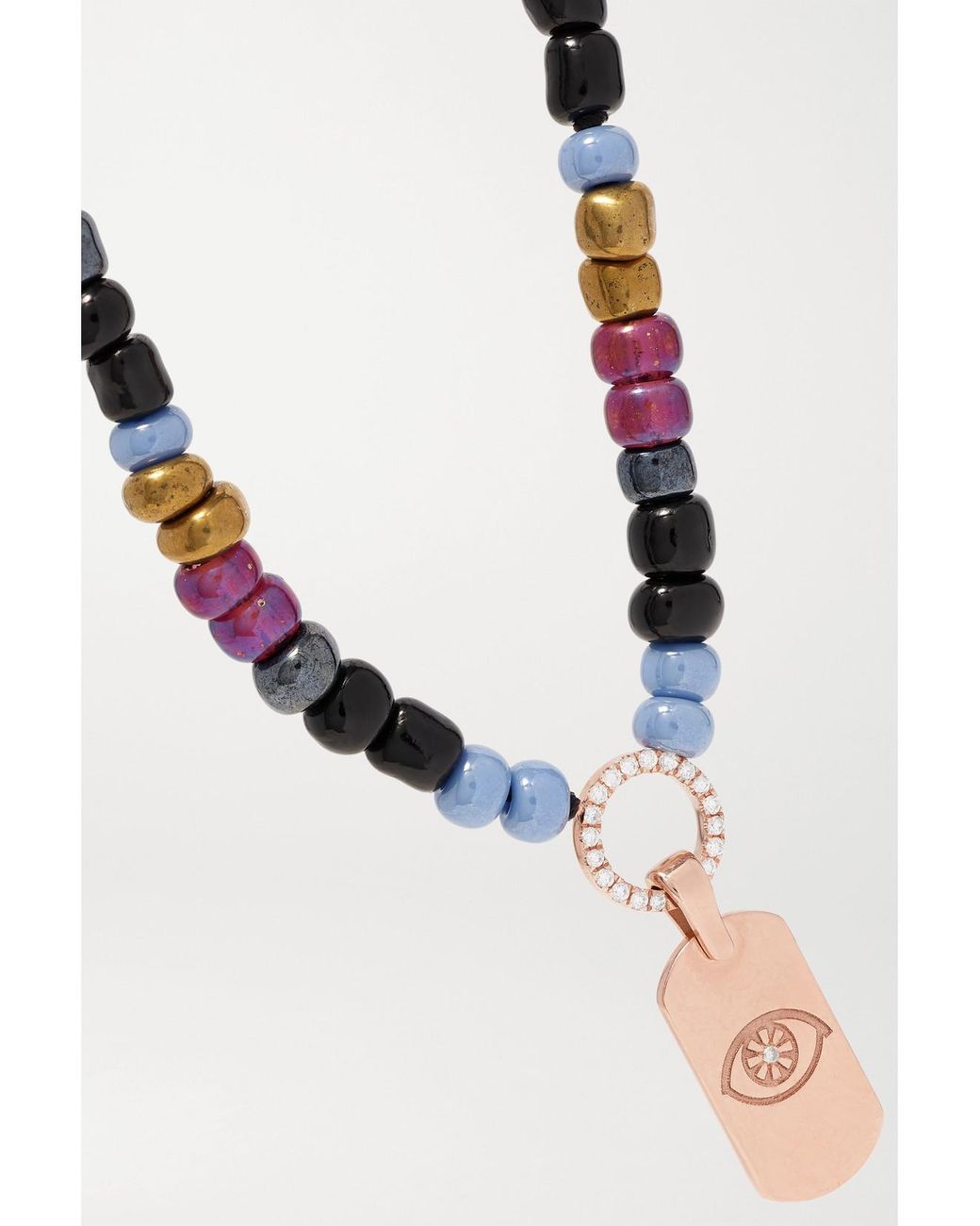 Diane Kordas White Evil Eye 14-Karat Rose, Bead And Diamond Necklace