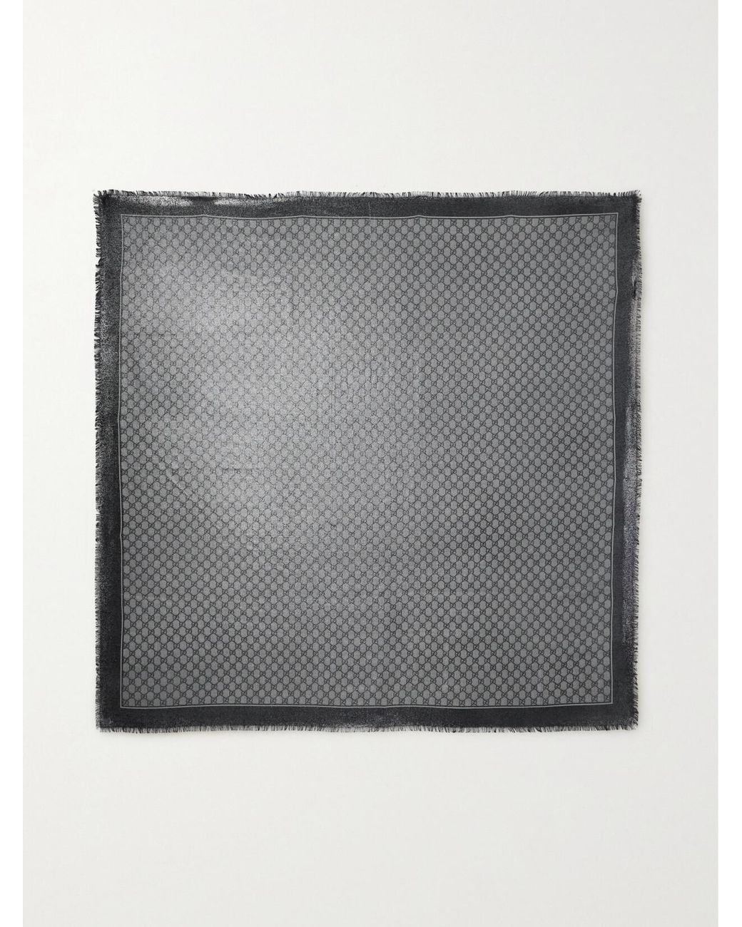 Gucci Gray Fringed Metallic Wool-Jacquard Scarf
