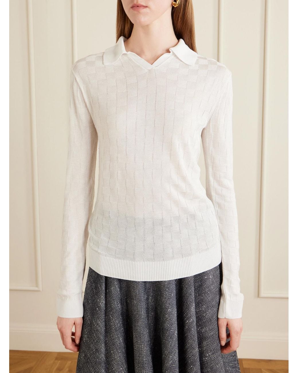 Kallmeyer White Caleb Knitted Polo Sweater