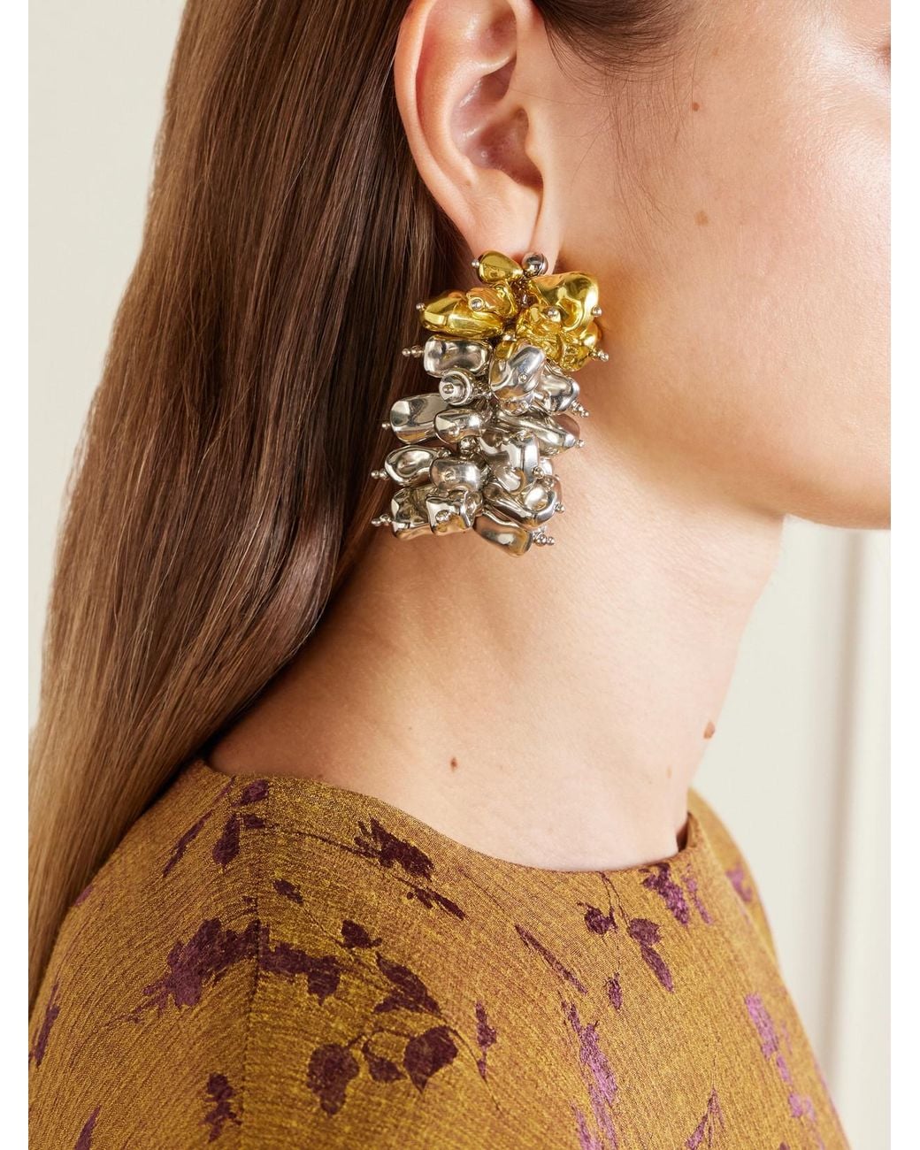 Dries Van Noten Metallic And-Tone Earrings