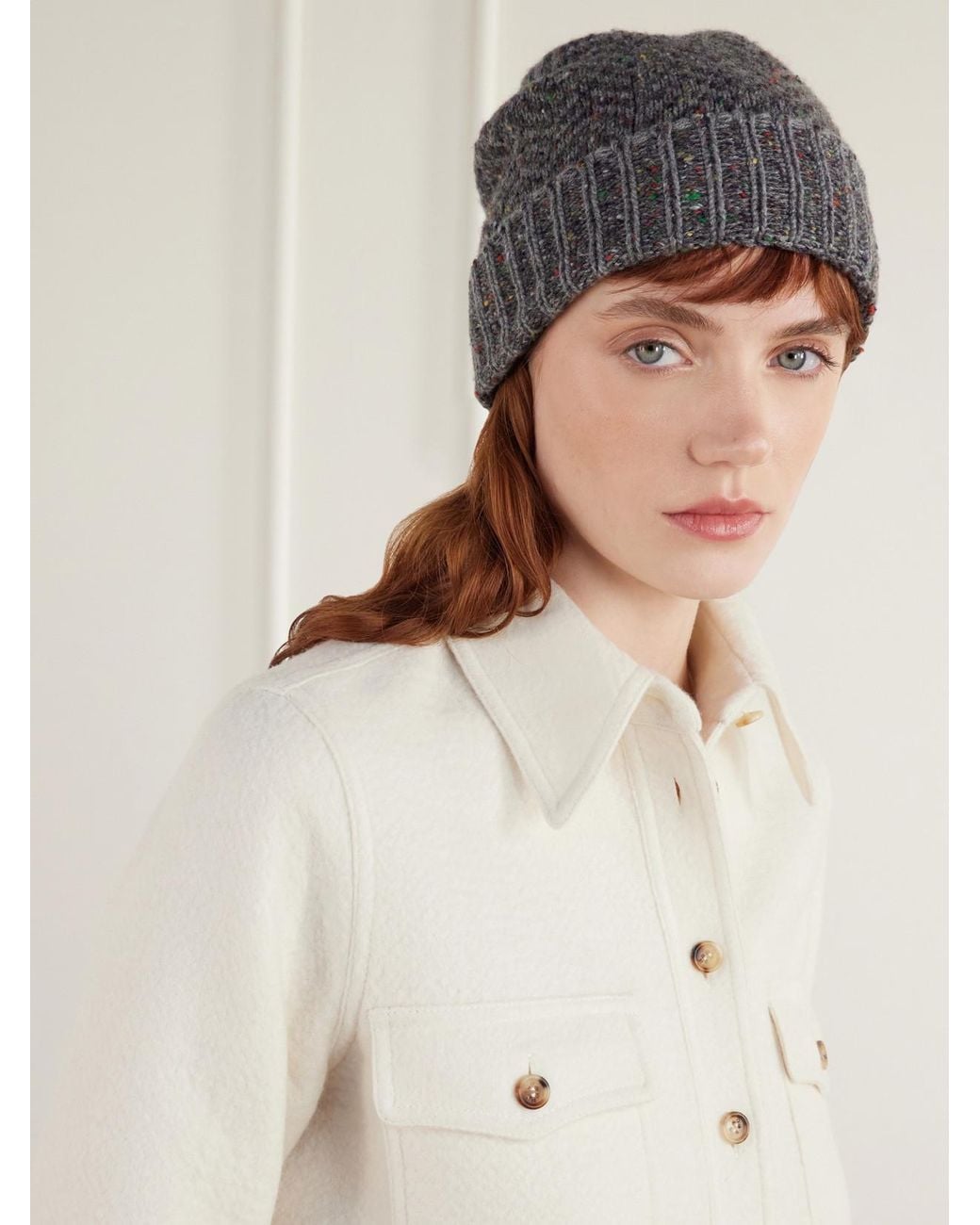 Gabriela Hearst Gray Porta Mélange Cashmere Beanie