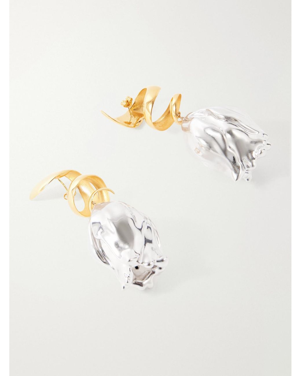 Chloé White Tulip Two-Tone Earrings