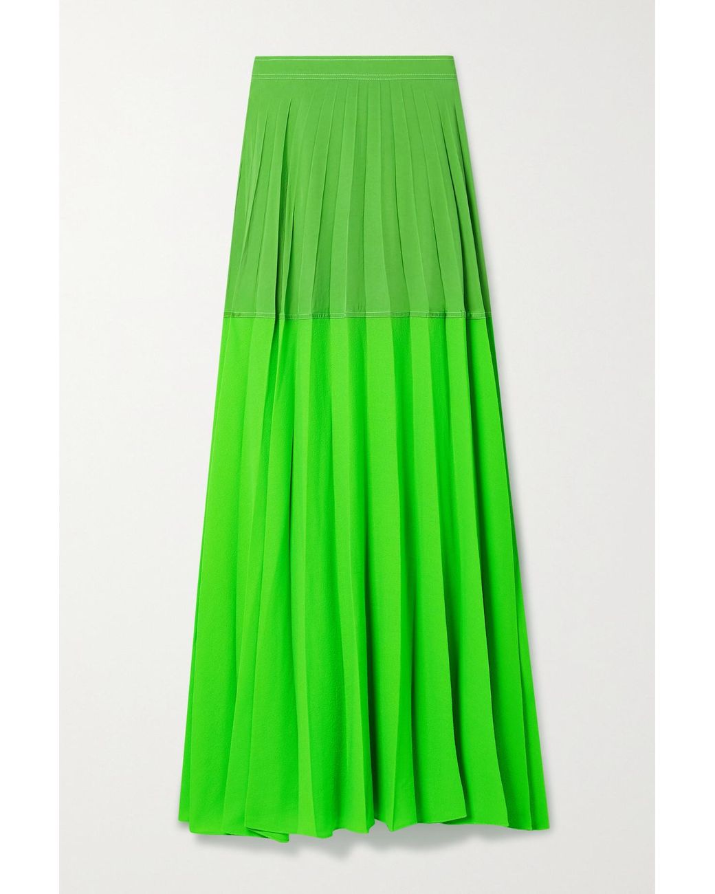 Christopher John Rogers Pleated Color-block Wool-blend Maxi Skirt in ...