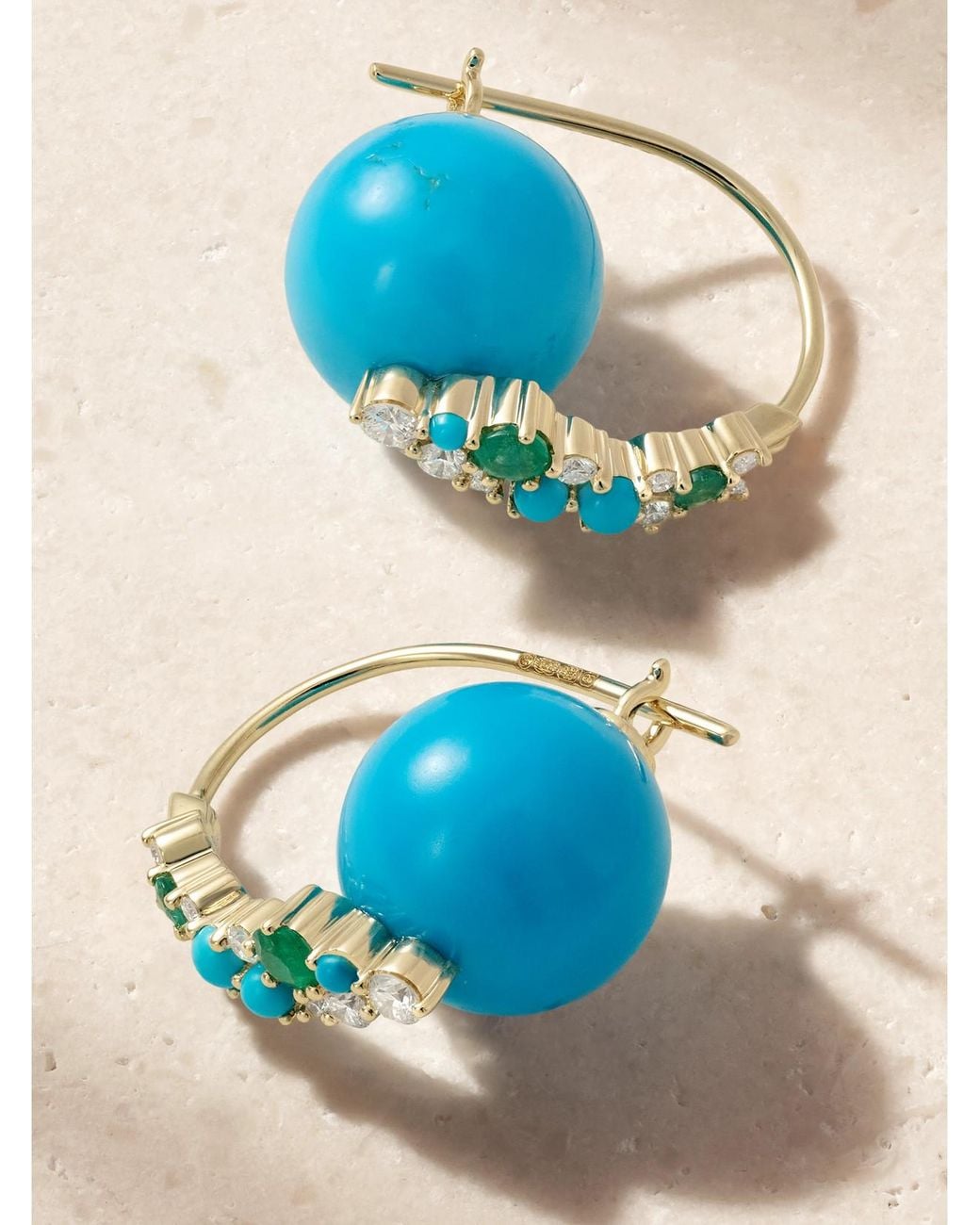 Sydney Evan Blue 14-Karat, Diamond, Emerald And Earrings