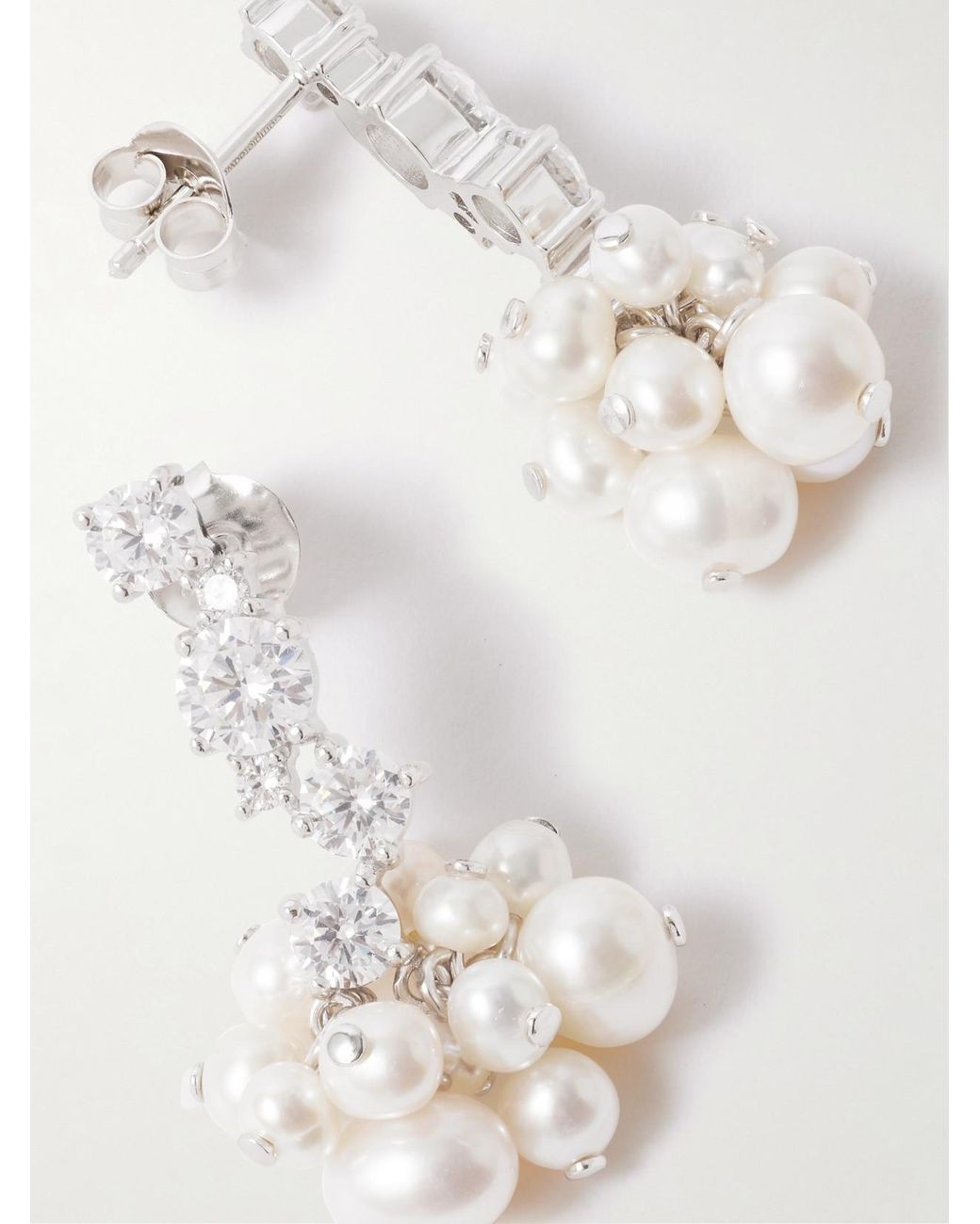 COMPLETEDWORKS White Rhodium-Plated Recycled Pearl And Crystal Earrings