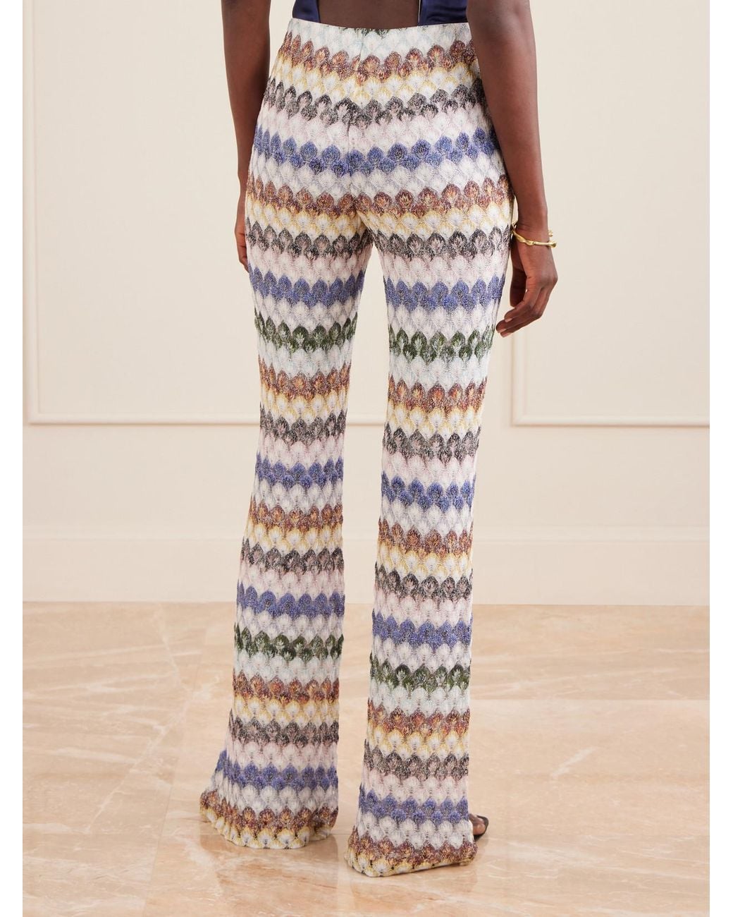 Missoni White Embellished Crochet-Knit Flared Pants