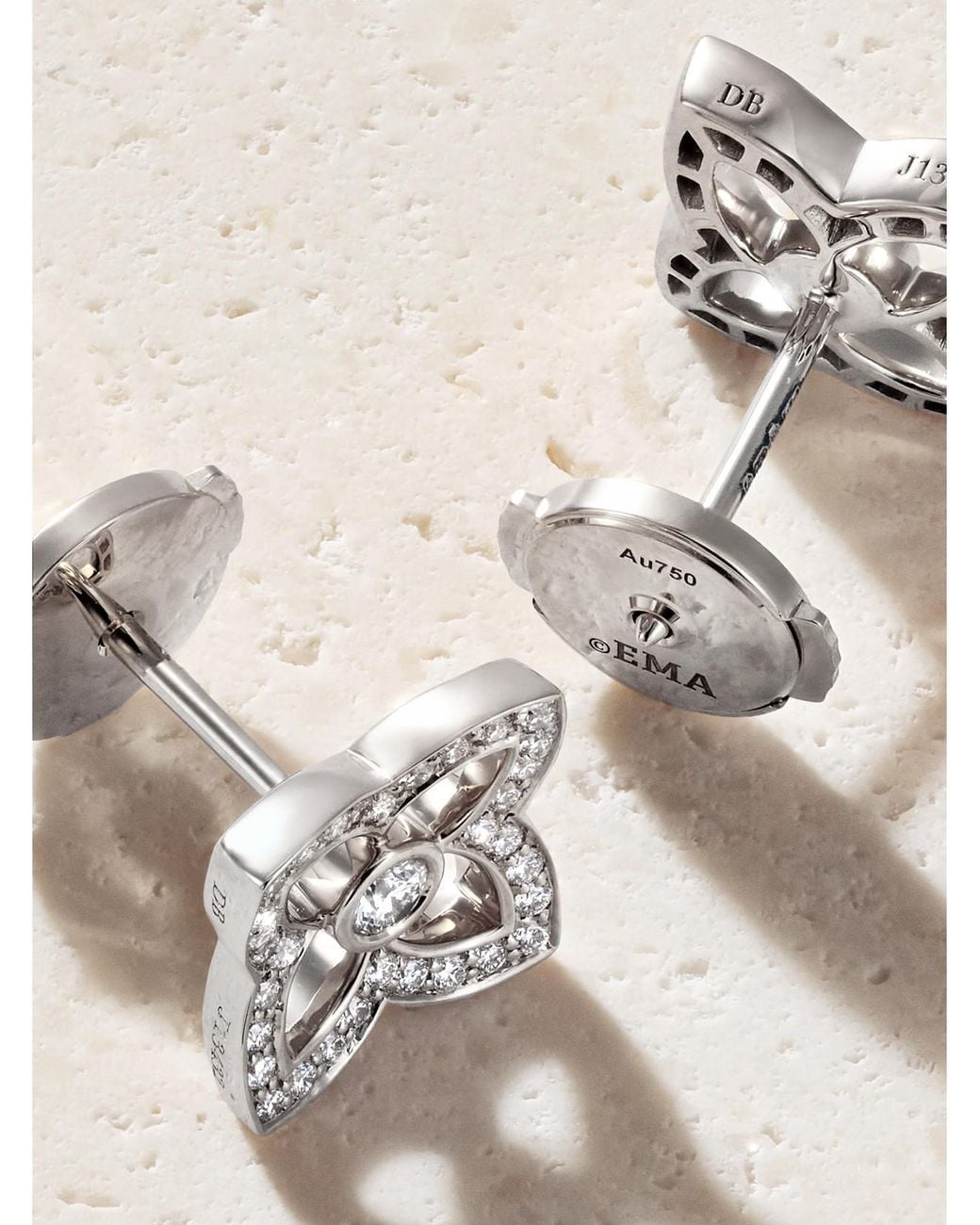 De Beers London Natural Lotus By De Beers 18-Karat Diamond Earrings