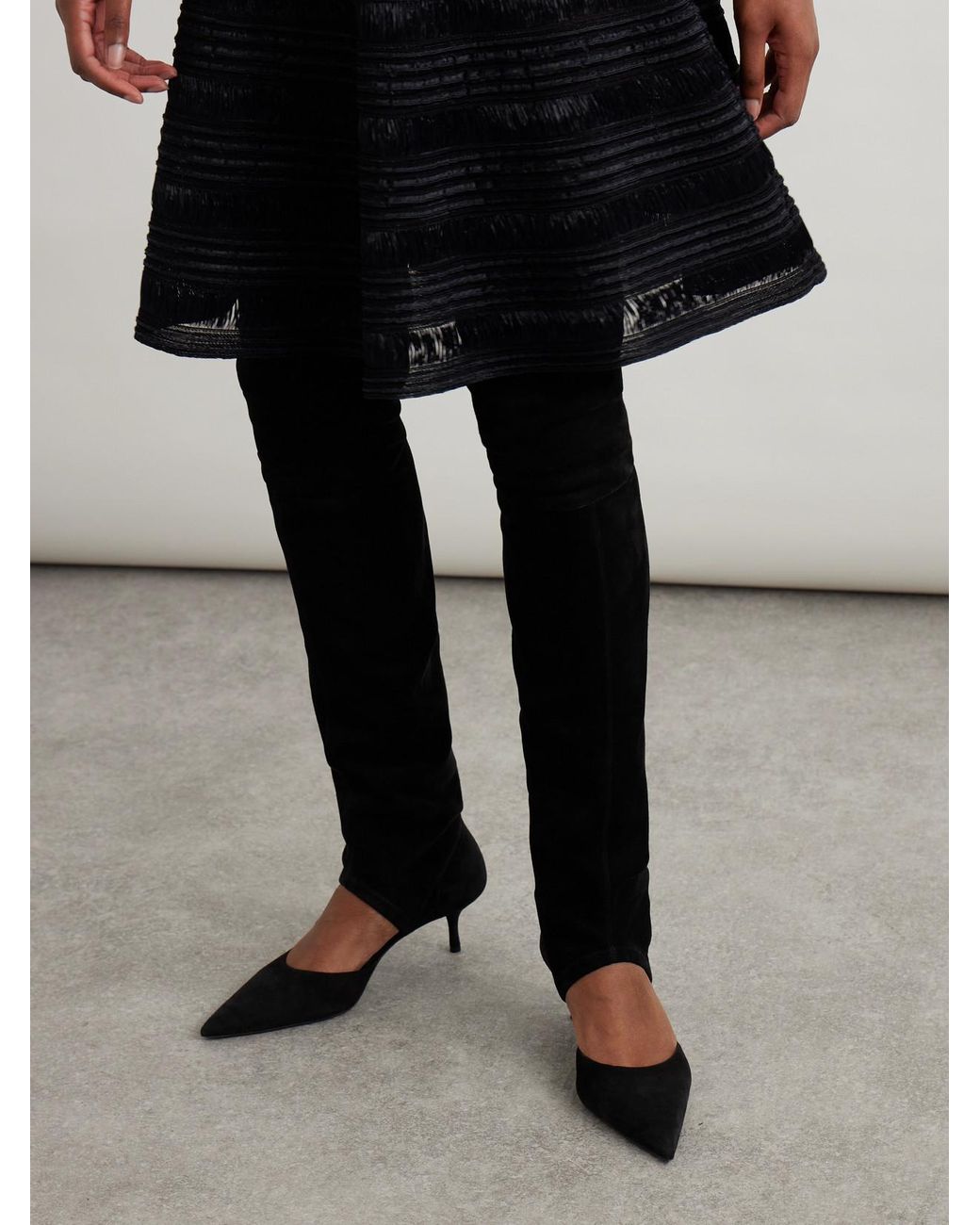 Alaïa Black Cutout Stretch-Suede Over-The-Knee Boots