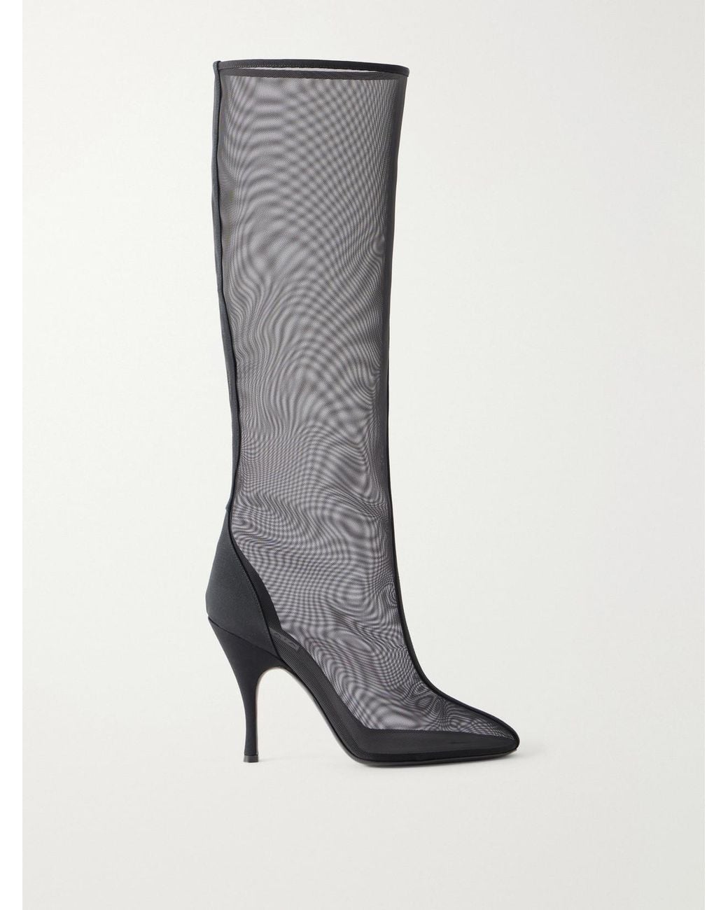Alaïa Gray Tube 100 Tulle Knee Boots