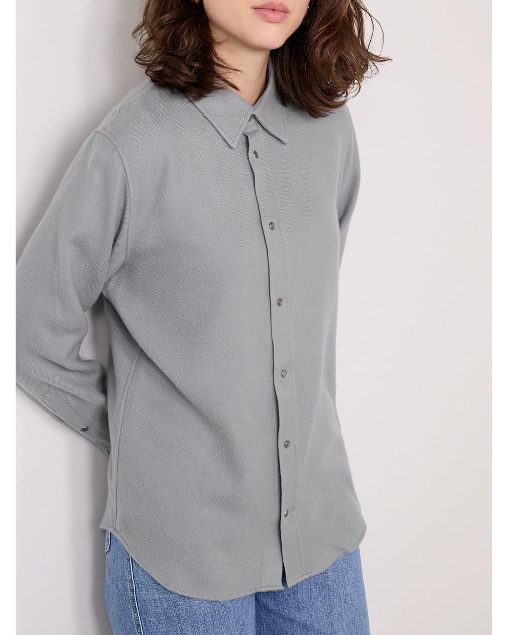 God's True Cashmere Gray Cashmere-Twill Shirt