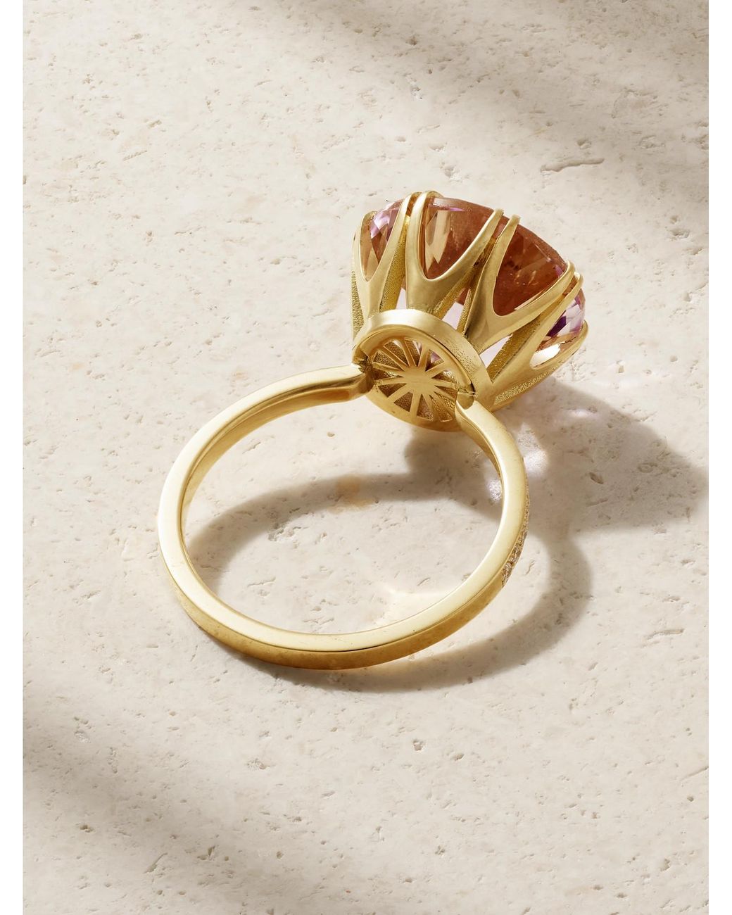 Ileana Makri Natural Solitaire Crown 18-Karat, Amethyst And Diamond Ring