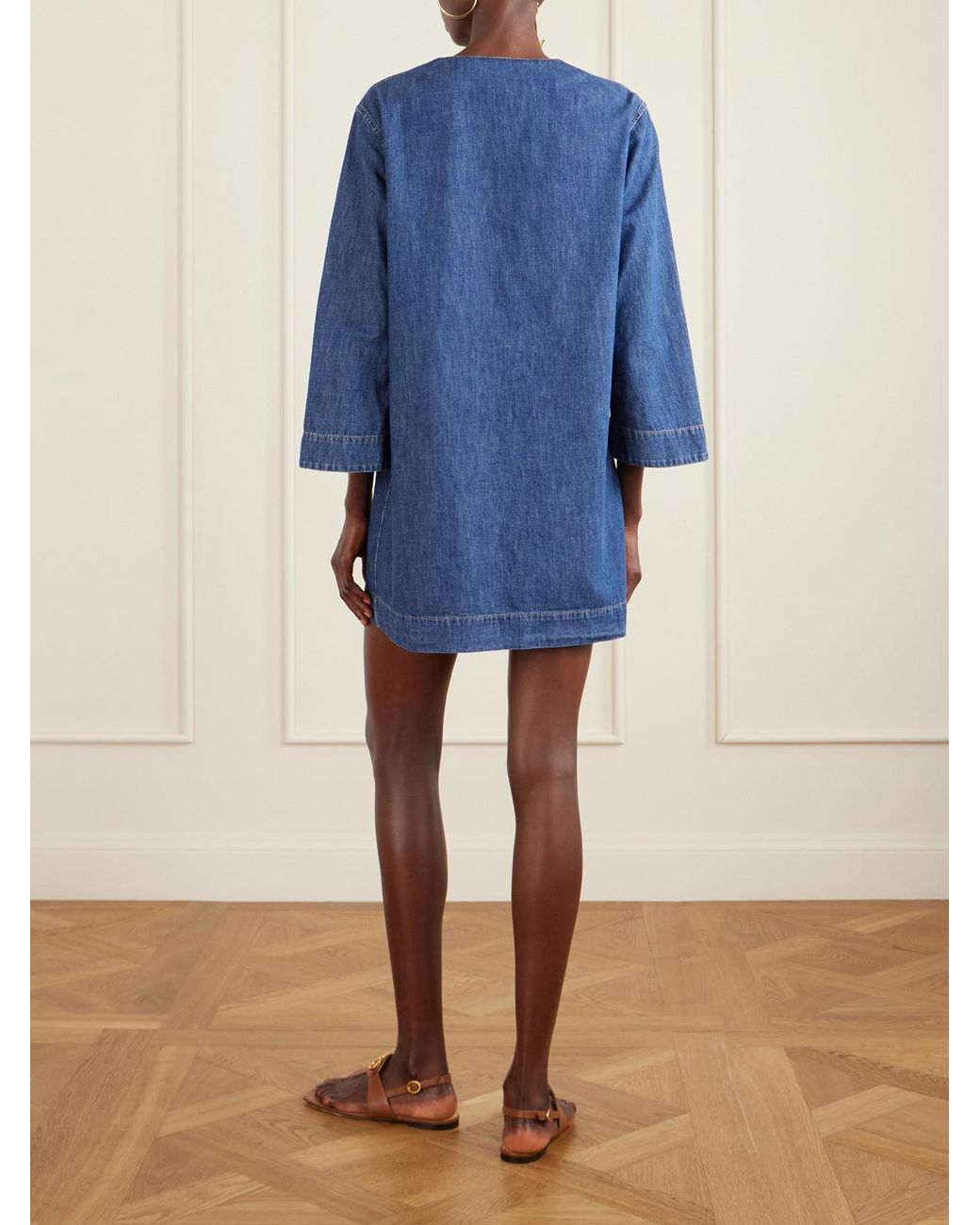 Valentino Garavani Blue Vlogo Embellished Denim Mini Dress