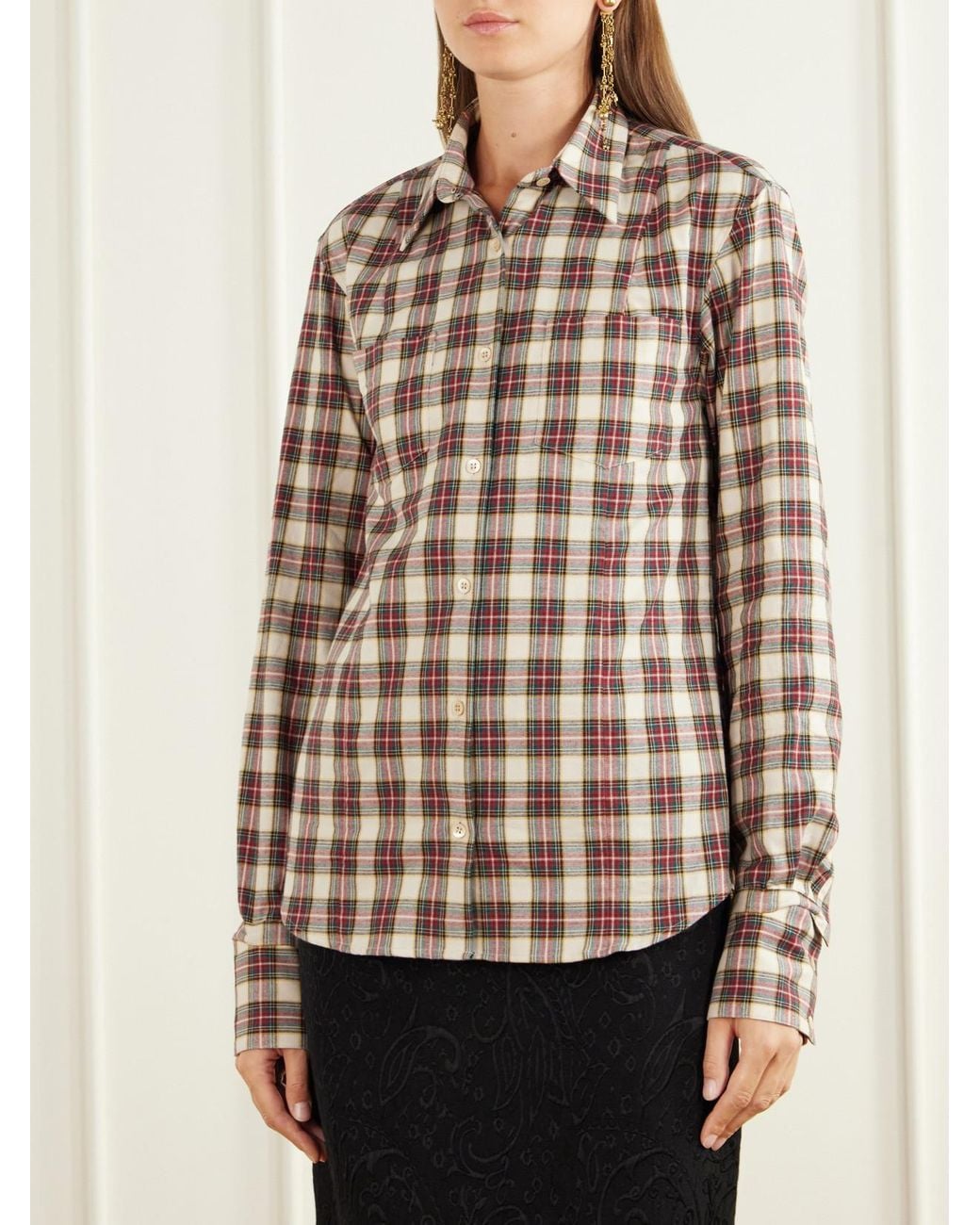 Dries Van Noten Red Checked Cotton-Flannel Shirt