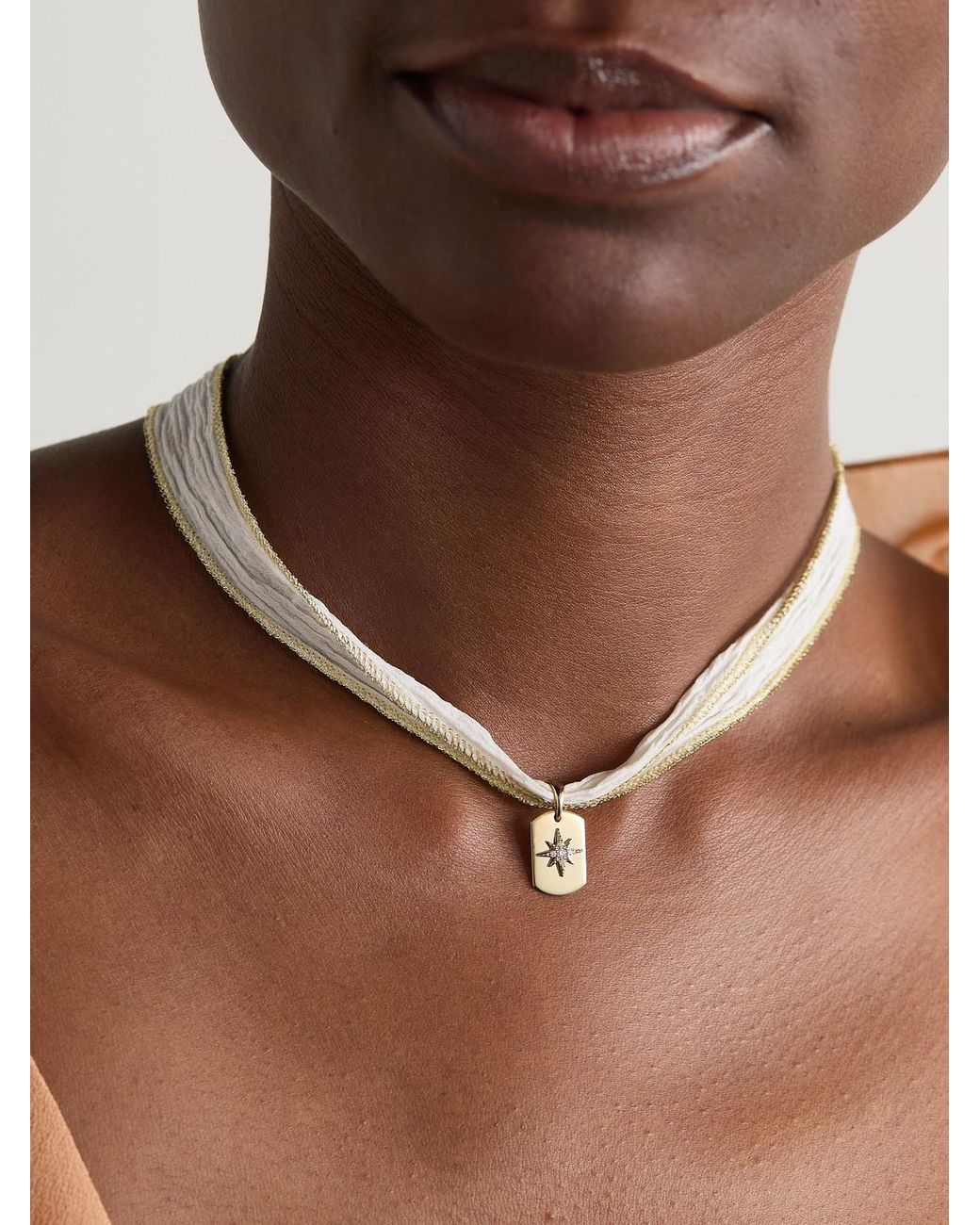 Mizuki Natural 14-Karat, Diamond And Crepon Necklace