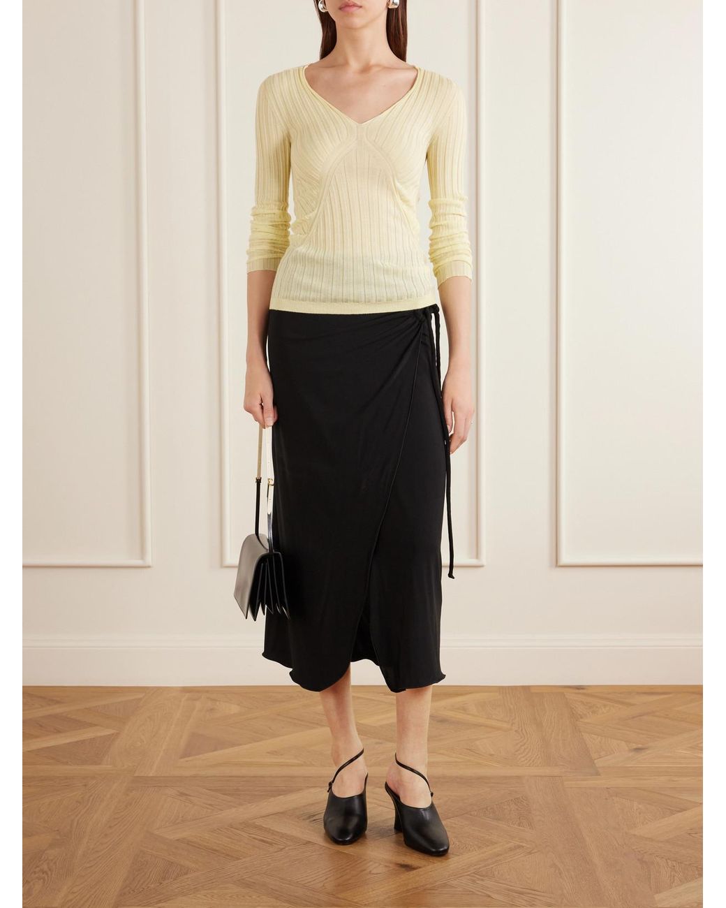 Jil Sander Yellow Ribbed Cashmere And Silk-Blend Sweater
