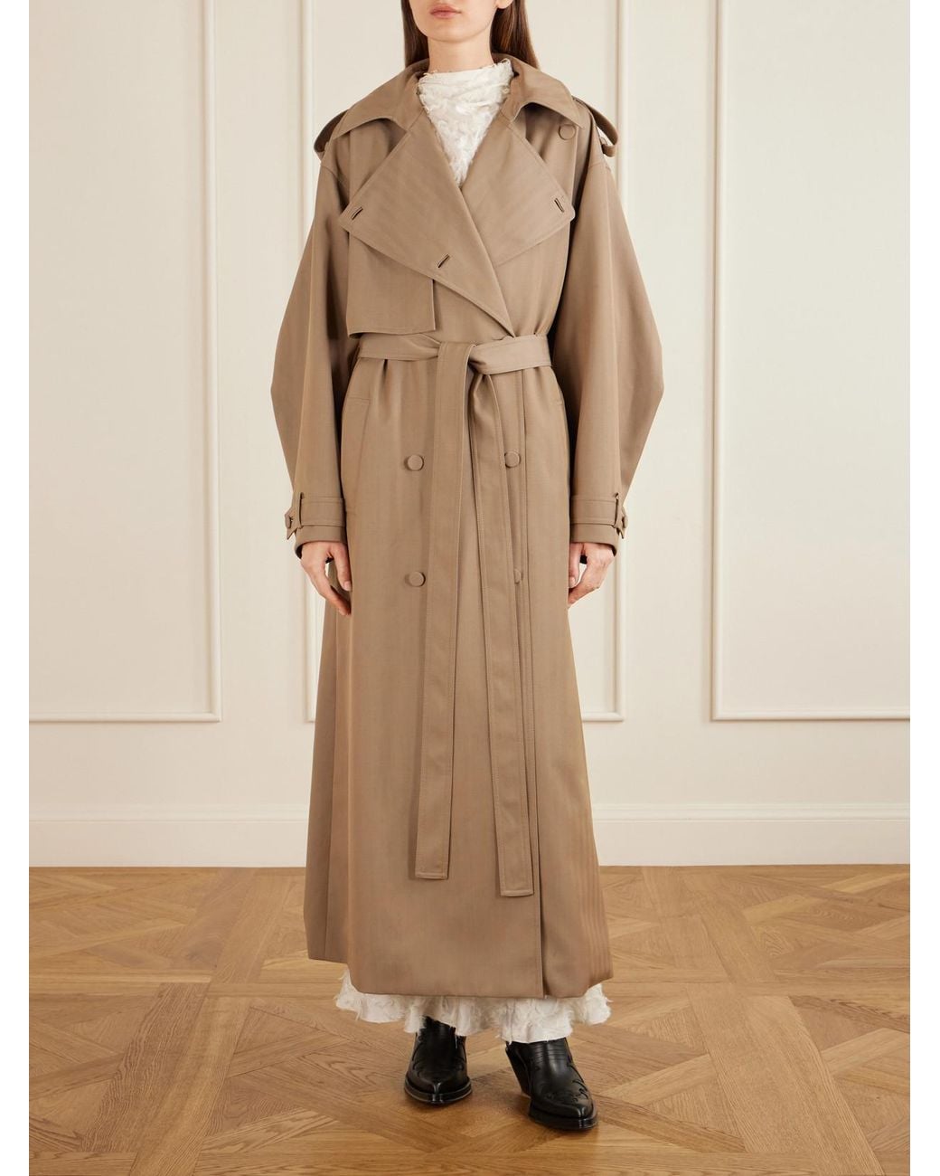 Gabriela Hearst Natural Tellus Double-Breasted Virgin Wool Trench Coat