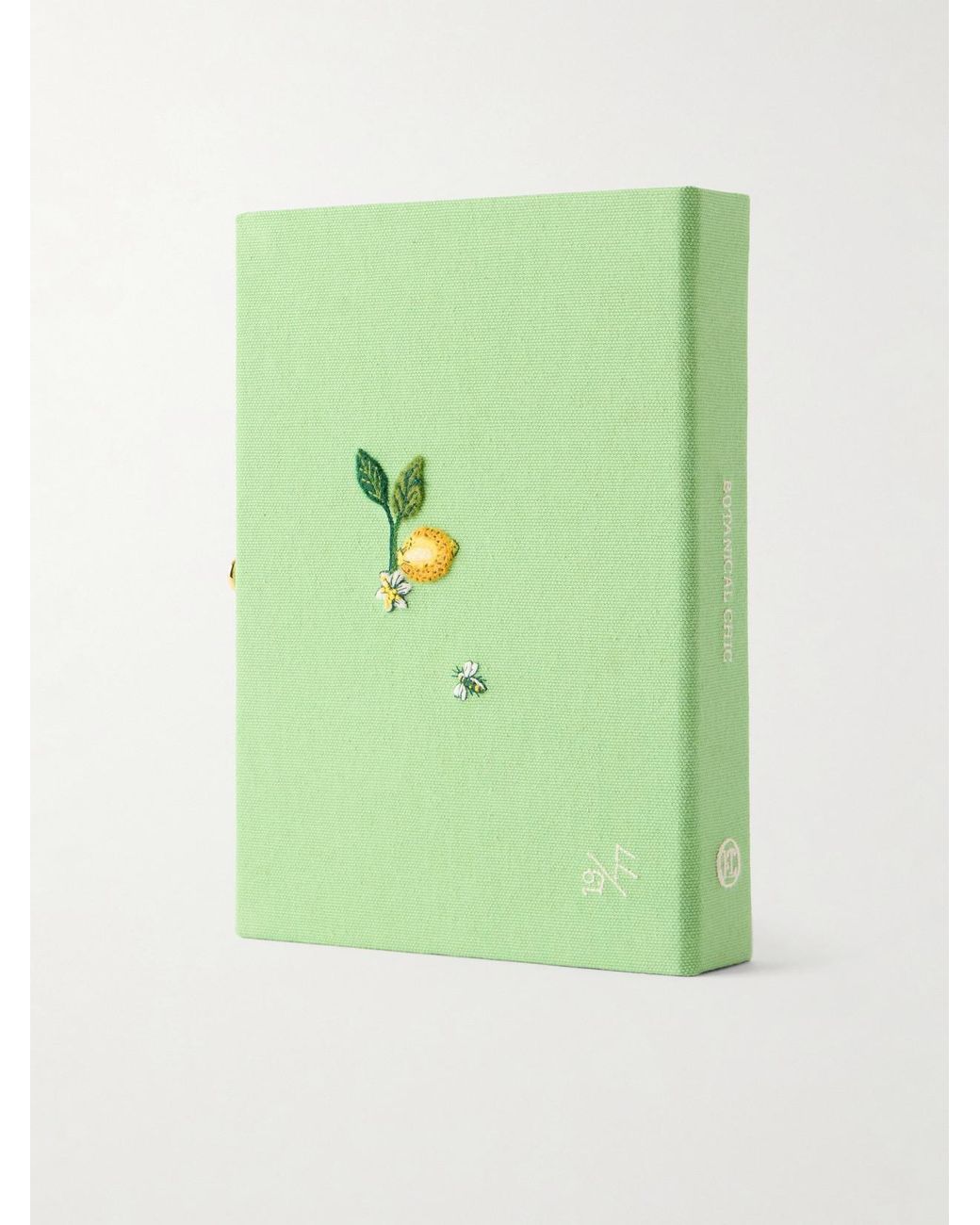 Olympia Le-Tan Green Botanical Chic Appliquéd Embroidered Canvas Clutch