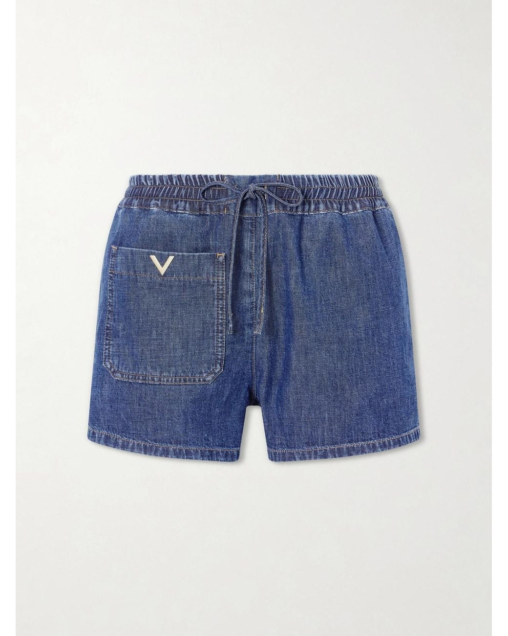Valentino Garavani Blue Embellished Denim Shorts