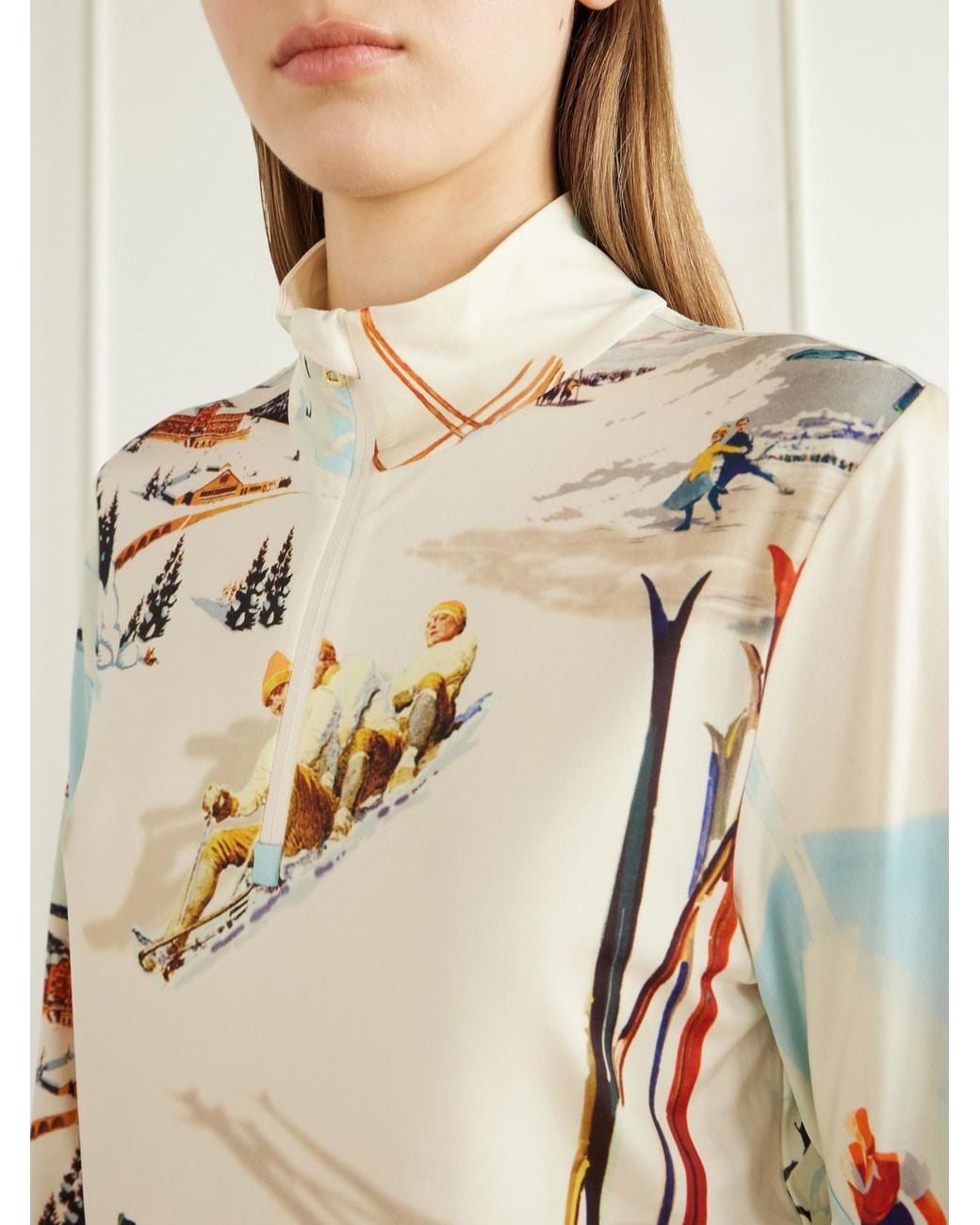 Bogner Multicolor Beline Printed Stretch-Shell Zip-Up Base Layer