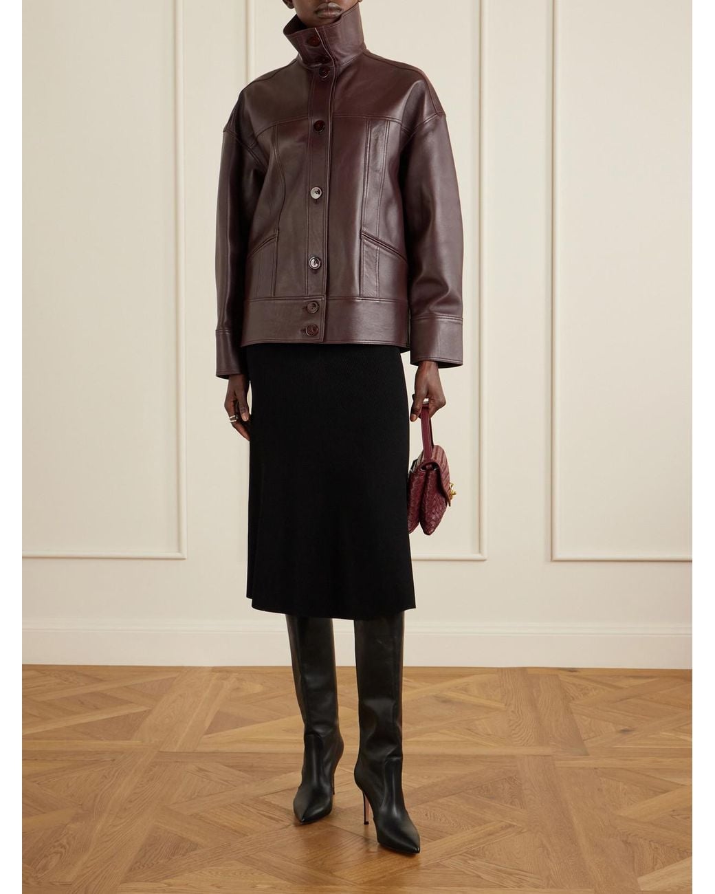 Galvan Brown Paneled Leather Jacket