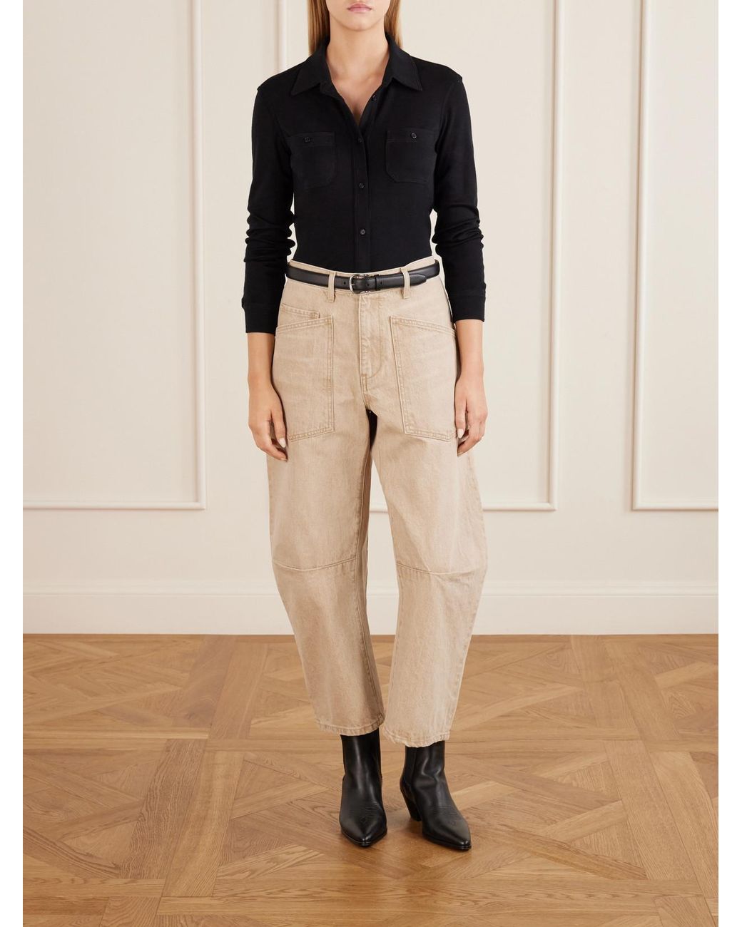 Nili Lotan Black Ibra Merino Wool Shirt