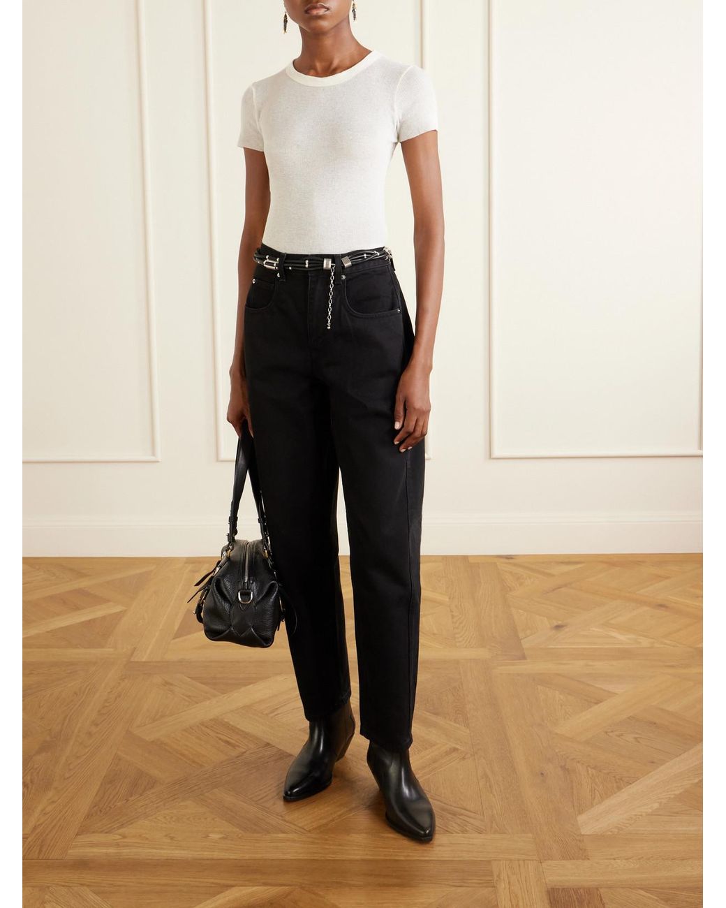 Isabel Marant Black Tilpa Bubble Mini Embellished Textured-Leather Shoulder Bag