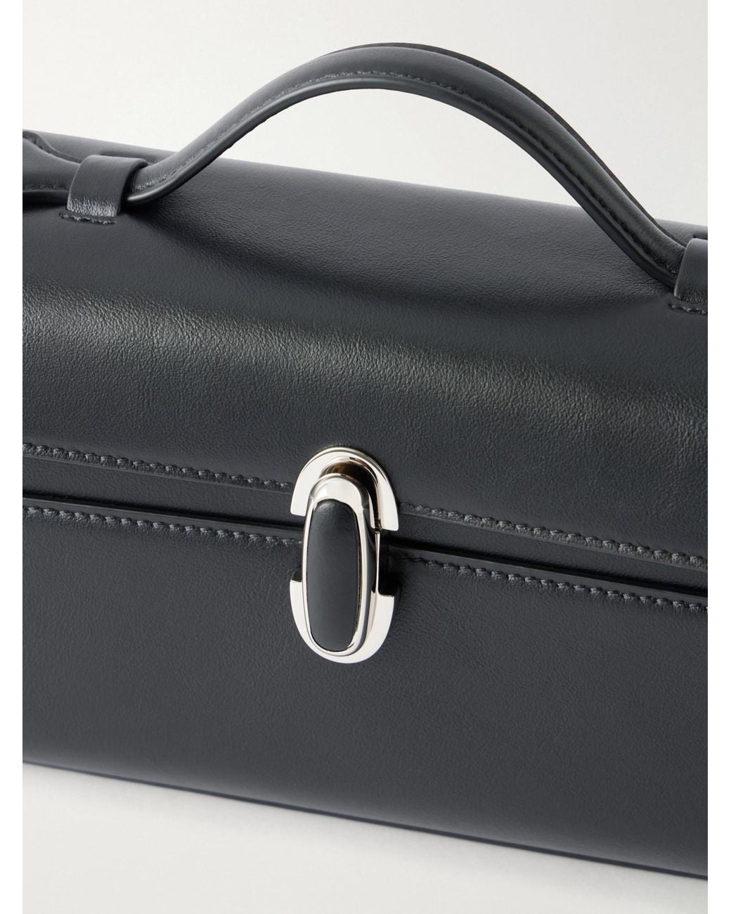 SAVETTE Blue Symmetry Pochette Leather Top-Handle Bag