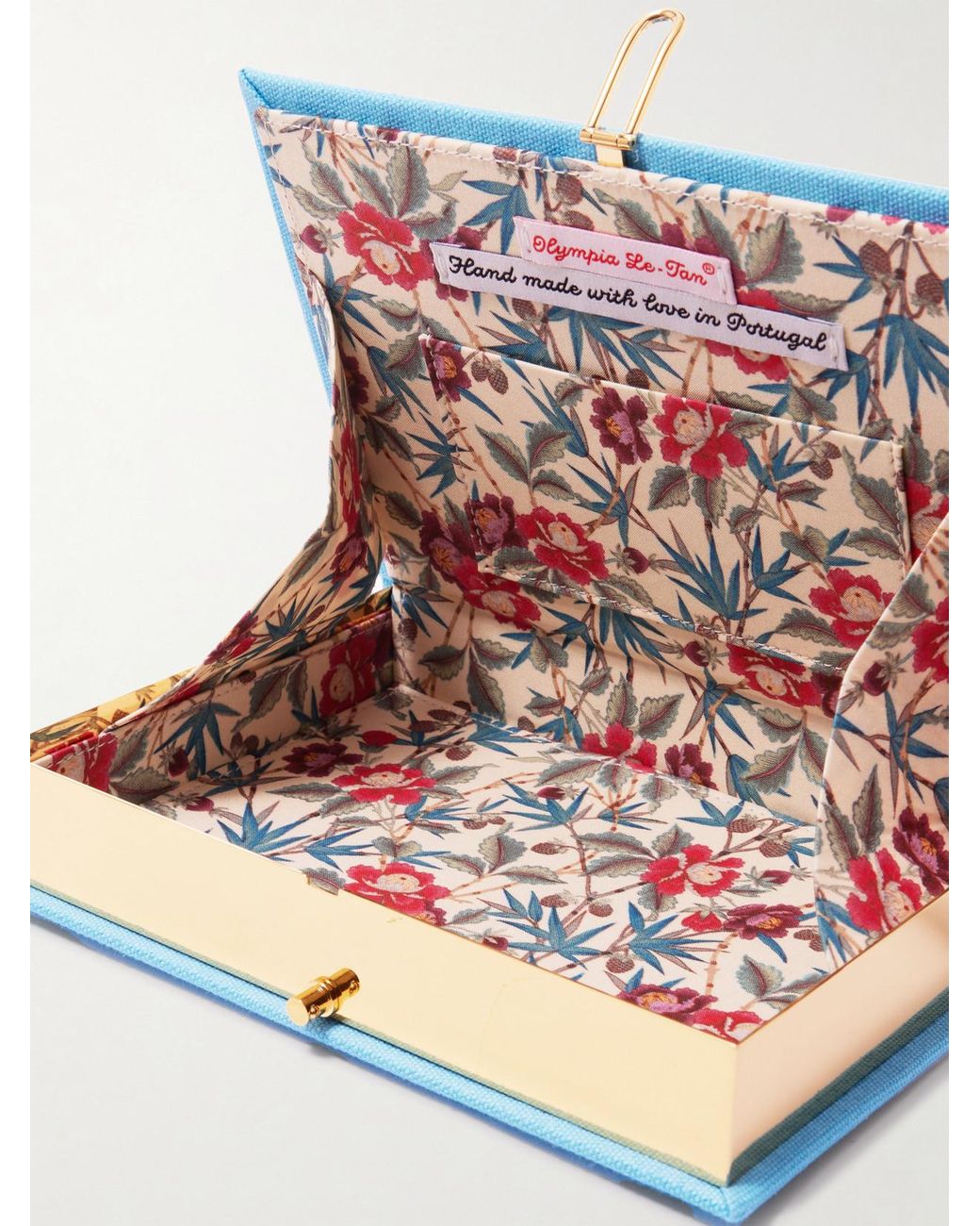 Olympia Le-Tan Blue Mlle Mouns The Art Of Slow Living Embroidered Appliquéd Canvas Clutch