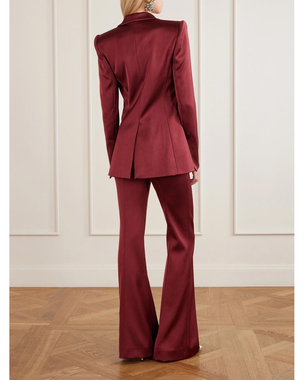 Galvan Red Sculpted Satin Blazer